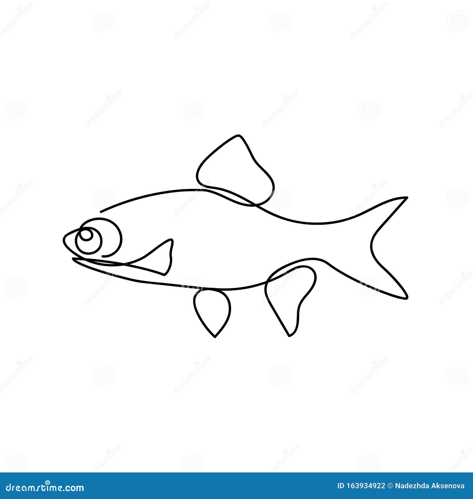 Continuous One Line Drawing Fish. Hand Drawn Minimalism