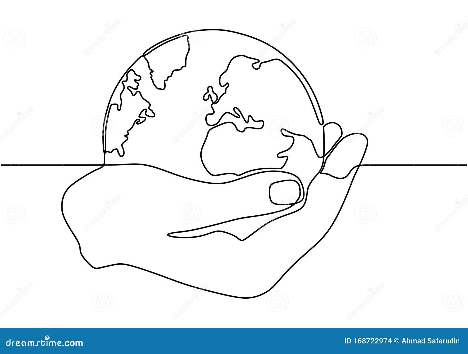 Continuous One Line Drawing Of Hand Holding World Globe Concept Of Earth And Ecology Conservation Stock Vector Illustration Of Icon Line