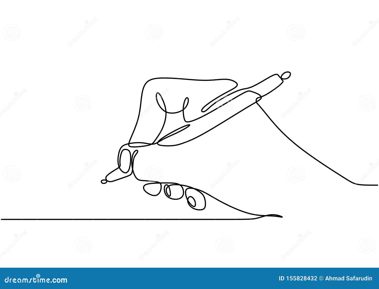 continuous one line drawing of hand writing with an ink pen minimalism 