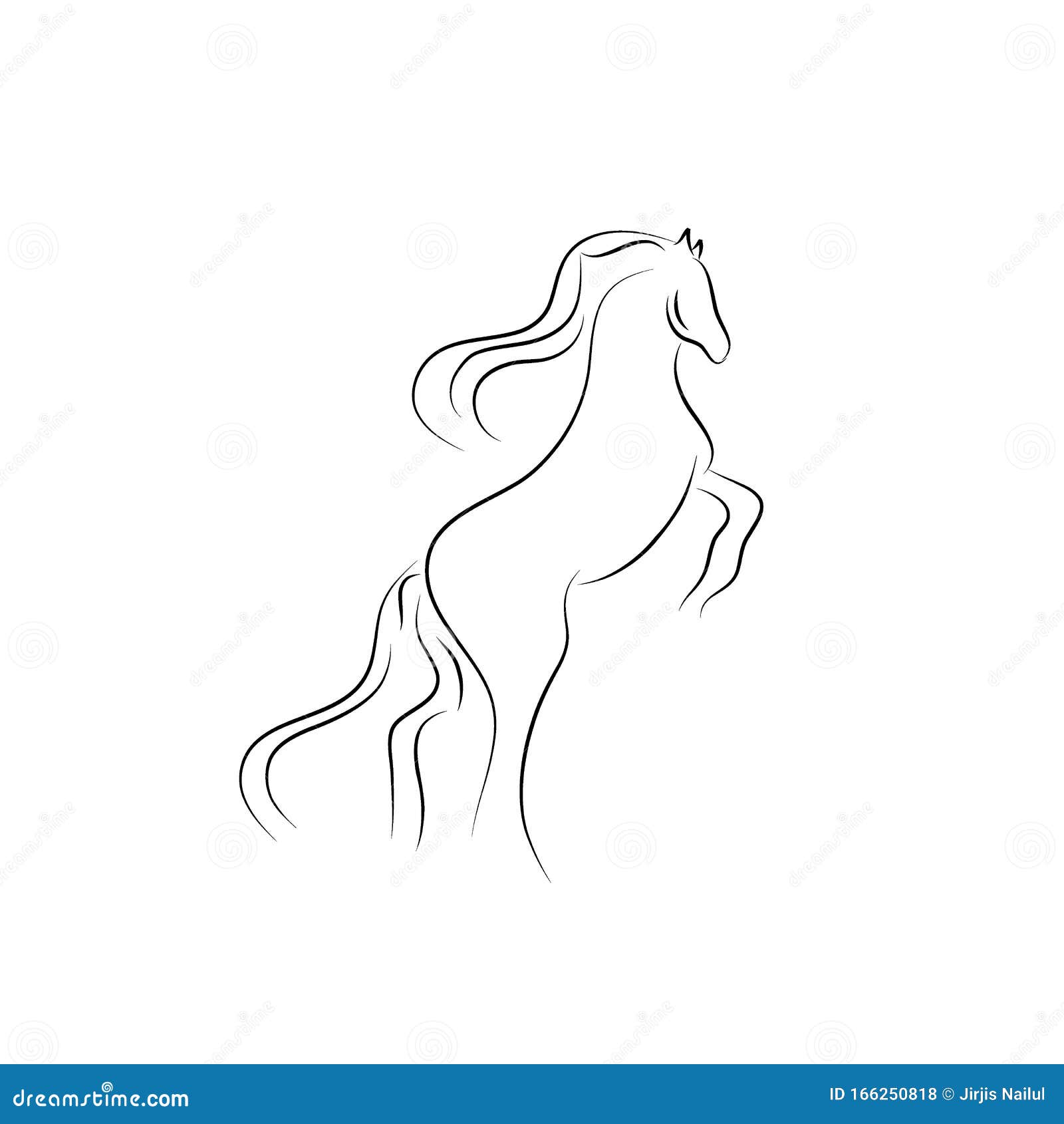 One Line Horse Design  Drawn Minimalism Style Vector  Illustration Stock Illustration - Illustration of power, nature: 166250818