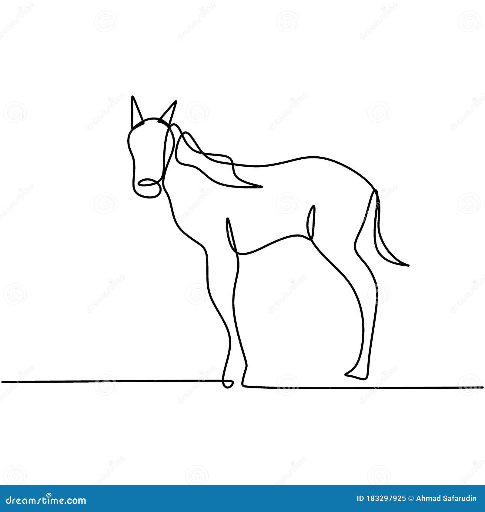 continuous one line drawing. horse logo. elegance pony horse mammal animal.  standing horse on black and white 