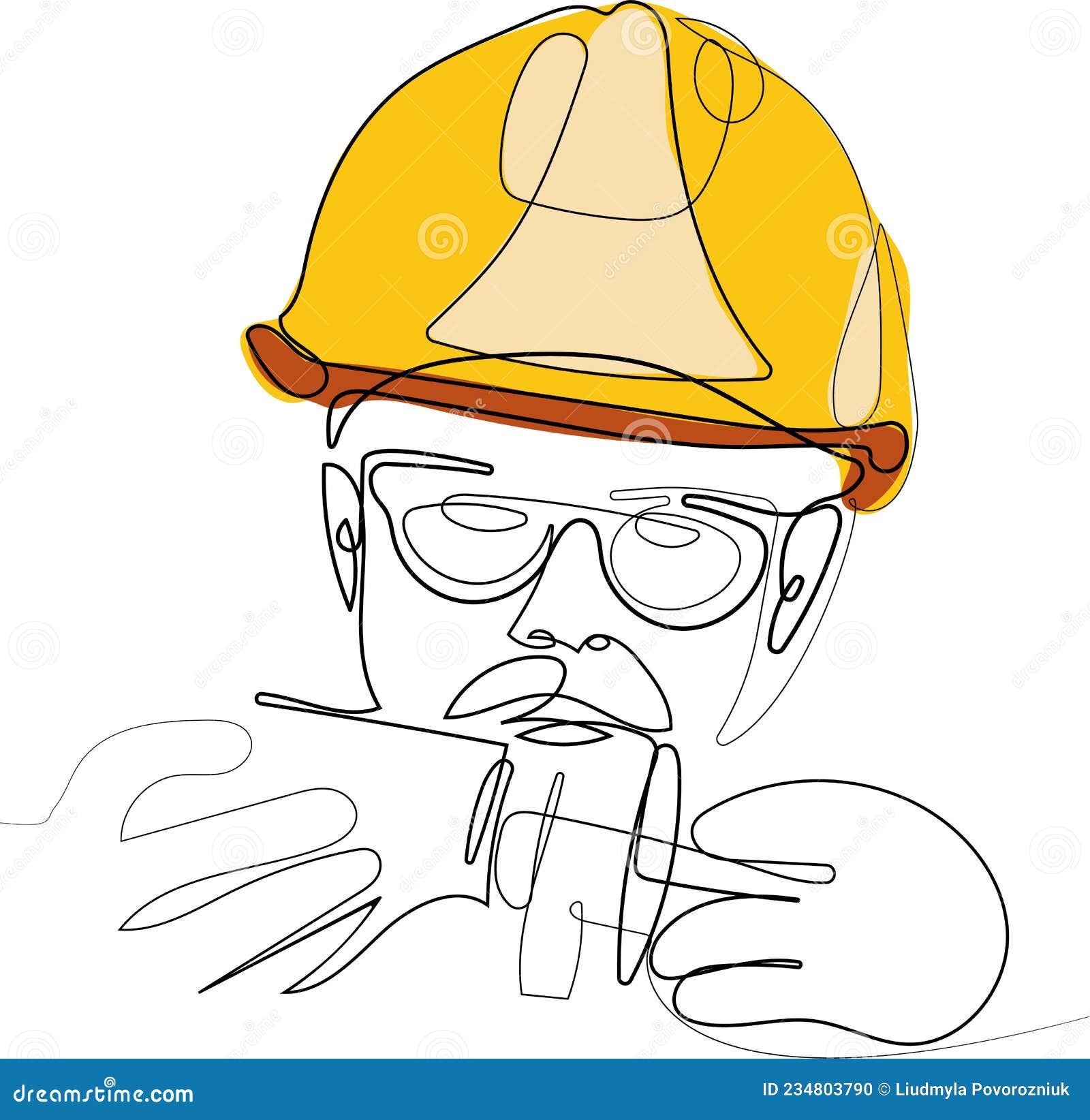 continuous line drawing of safety helmet for industrial company worker  minimalist design vector illustration Stock Vector | Adobe Stock