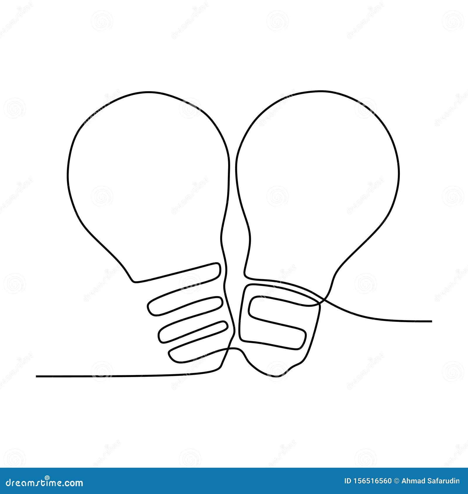 Lamp Continuous Line Drawing. Light Concept Minimalist