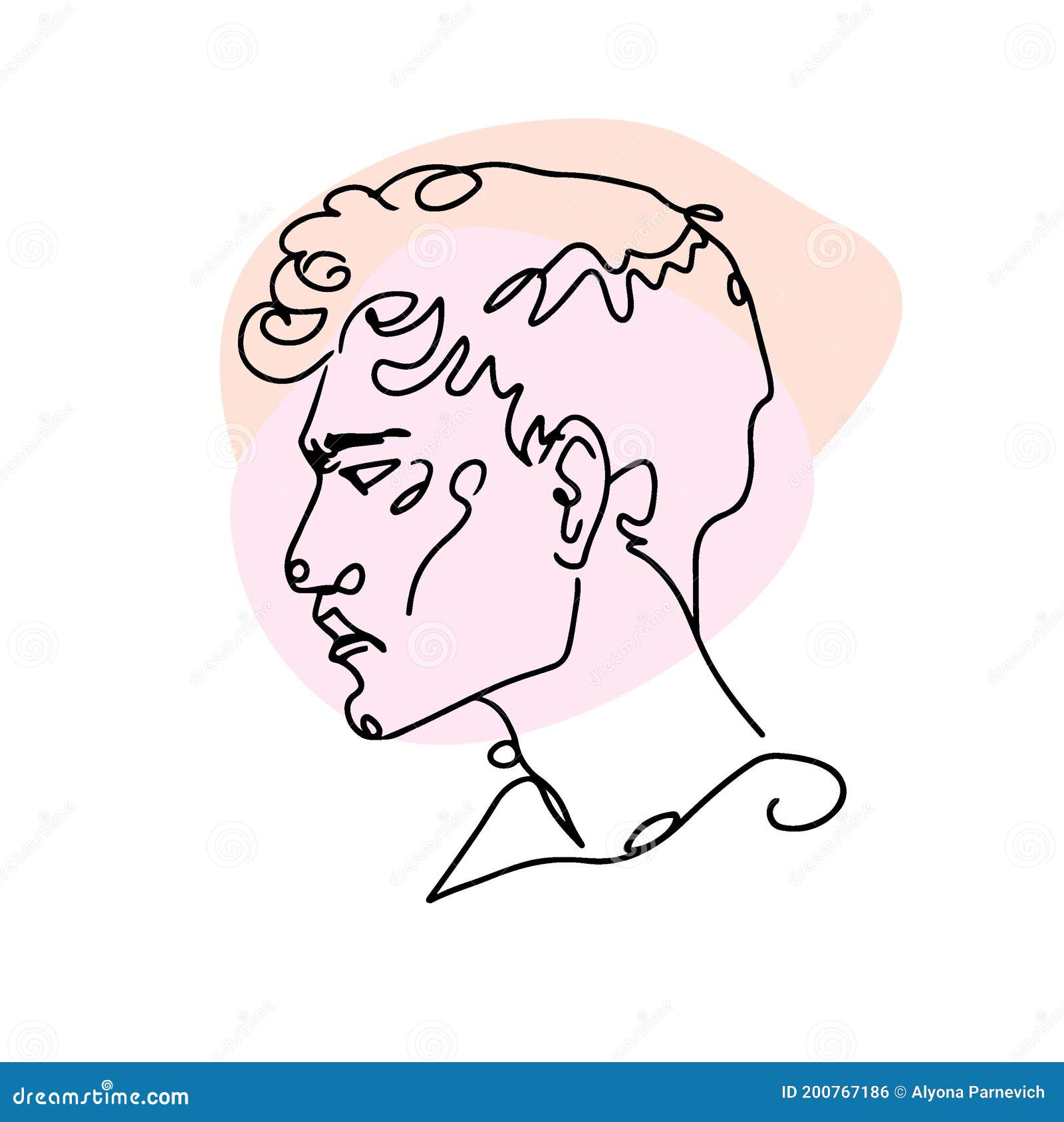Continuous One Line Drawing of Man Portrait with Curly Hair. Fashionable Men`s  Style. Stock Vector - Illustration of haircut, vector: 200767186