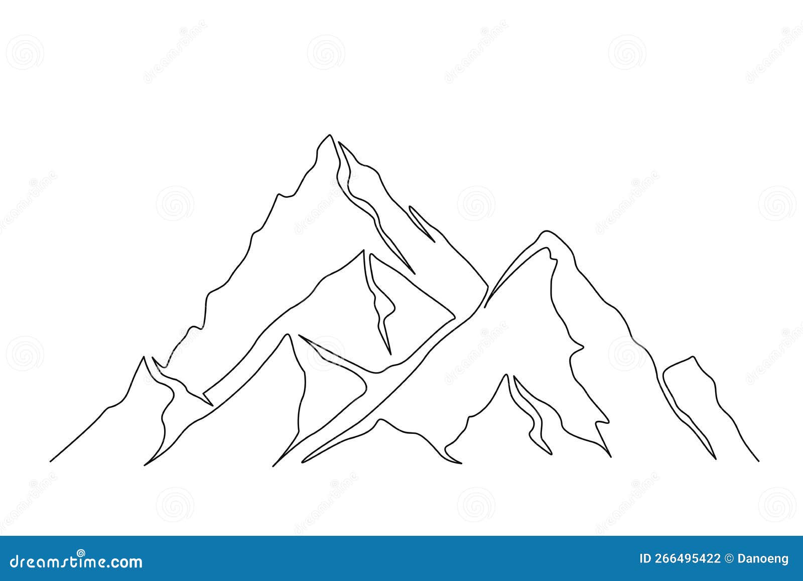 continuous one line drawing mountain landscape simple range design high mounts peak lineart vector adventure winter sports 266495422