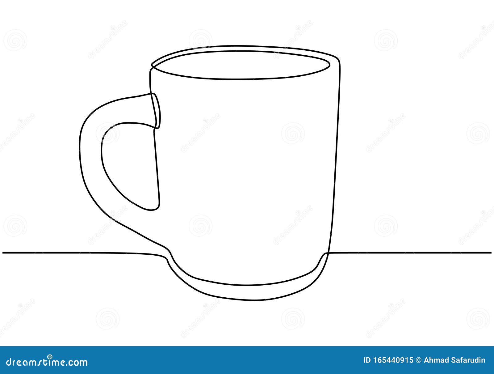 Continuous One Line Drawing of Mug Glass for Drinking Stock Vector