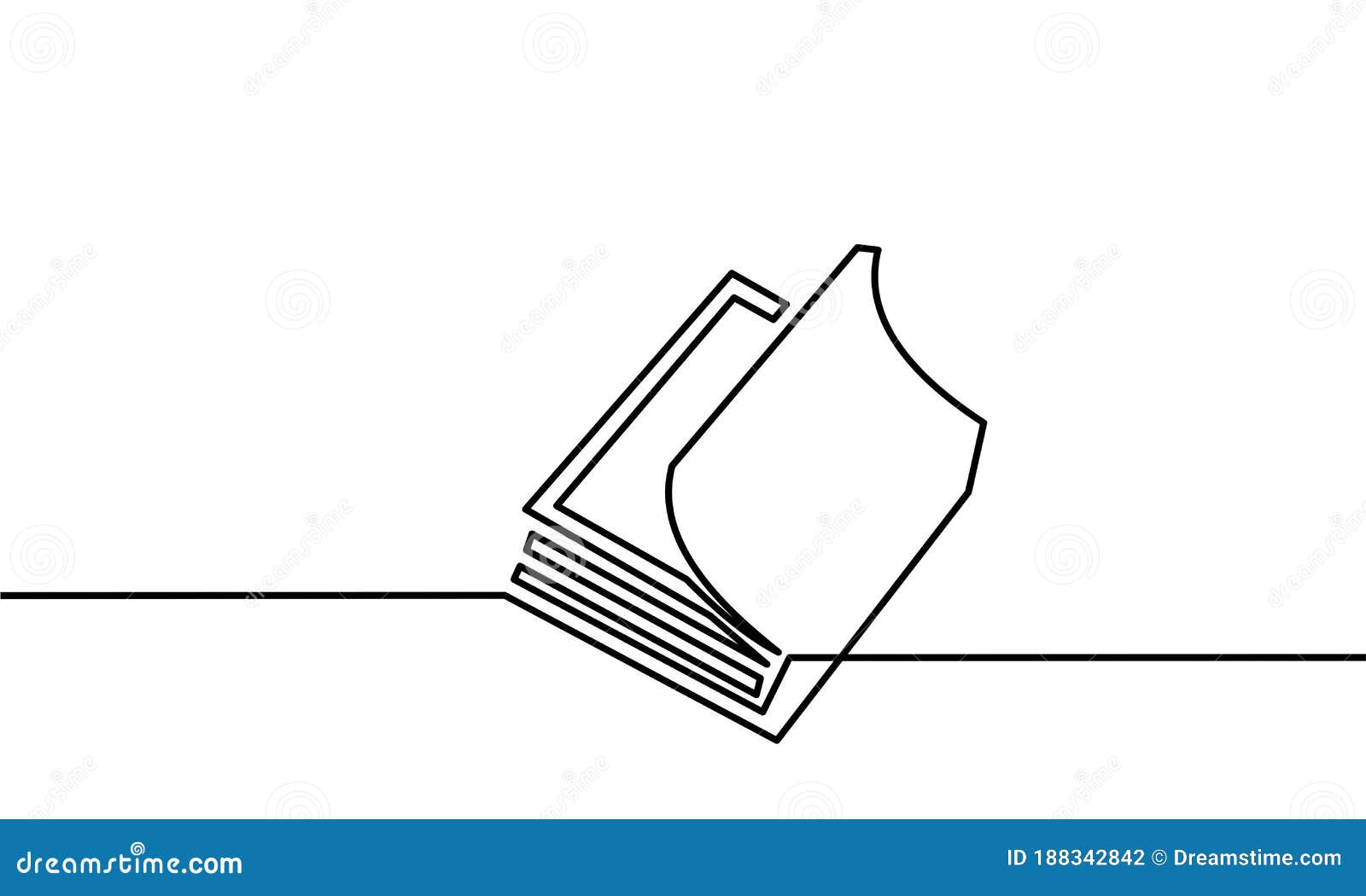 Continuous one line drawing of an open book. Vector illustration