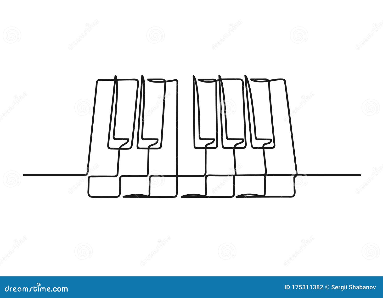 Continuous One Line Drawing Of A Piano Keyboard Stock Vector