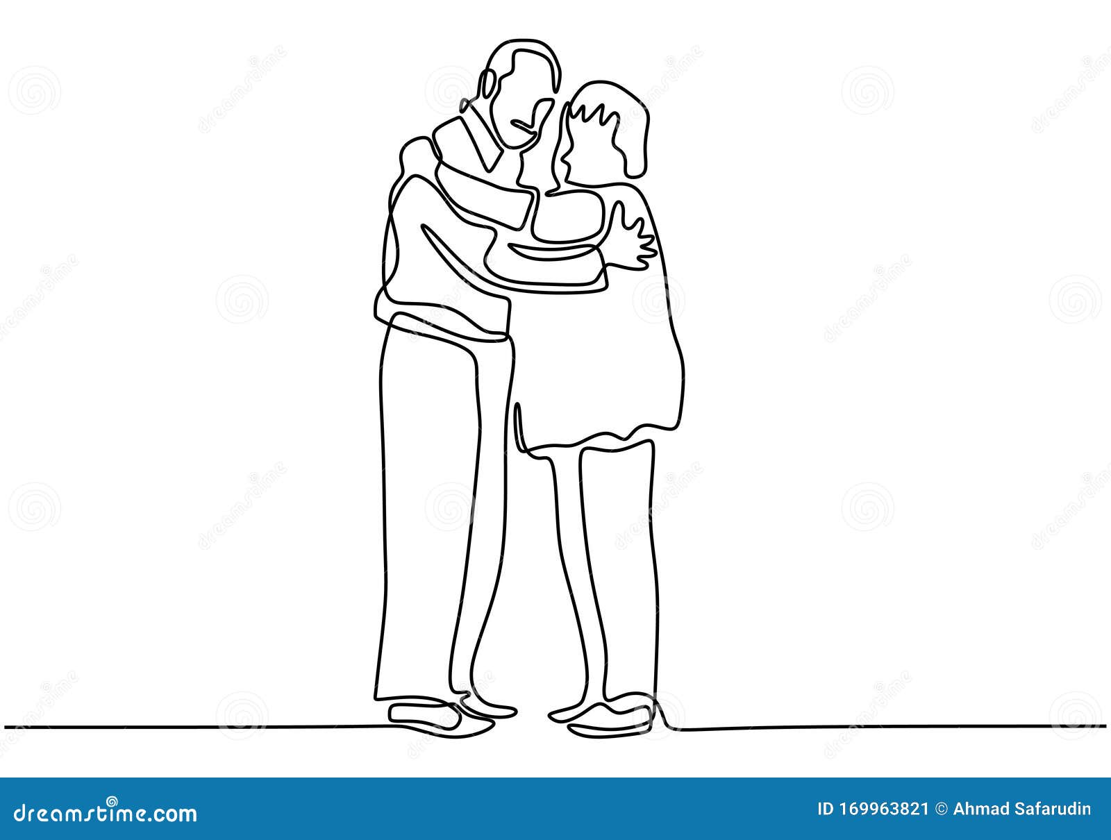Draw elderly senior grandfather hug grandmother. Stock Vector | Adobe Stock
