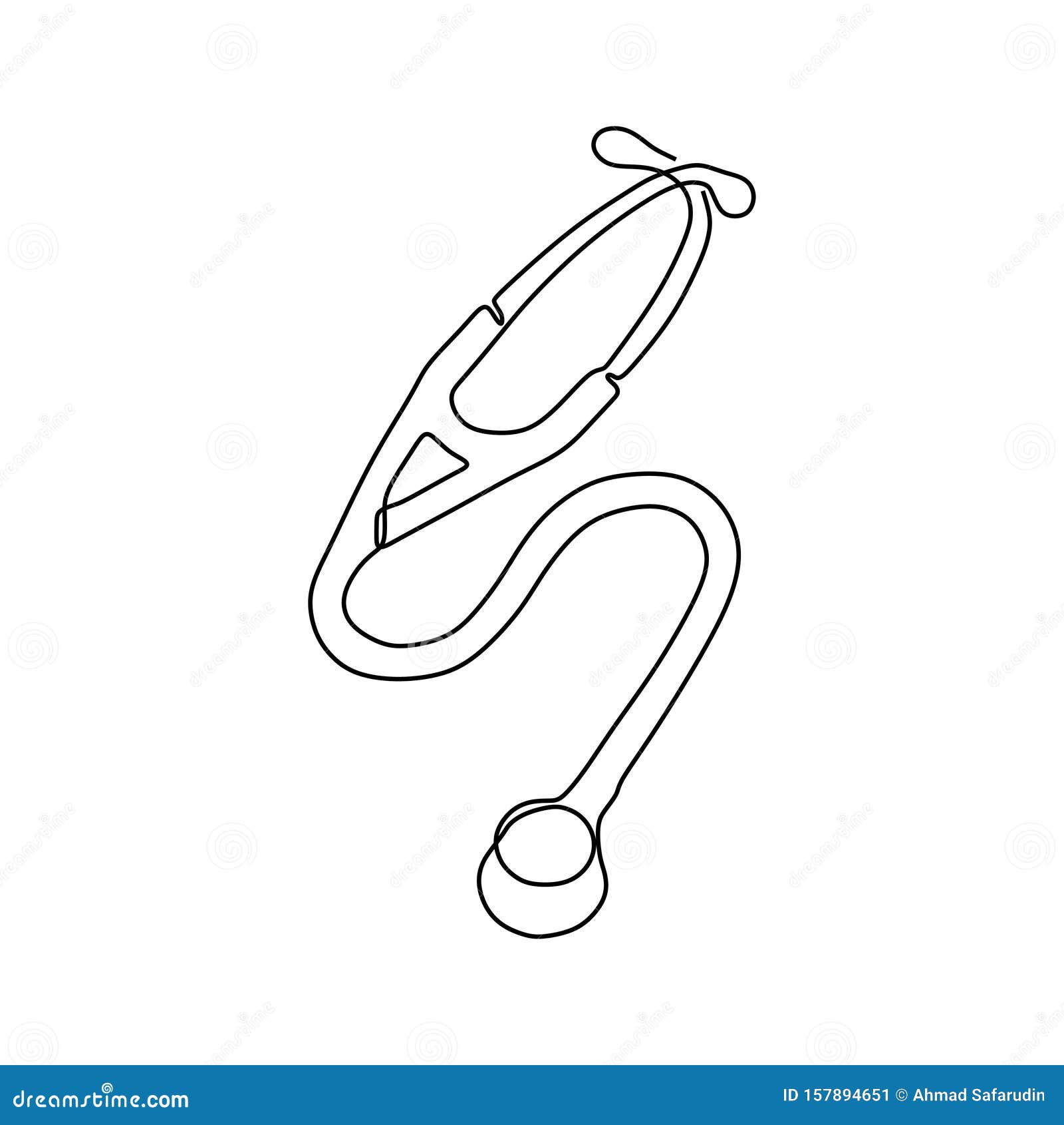 Continuous One Line Drawing Stethoscope Medical Theme