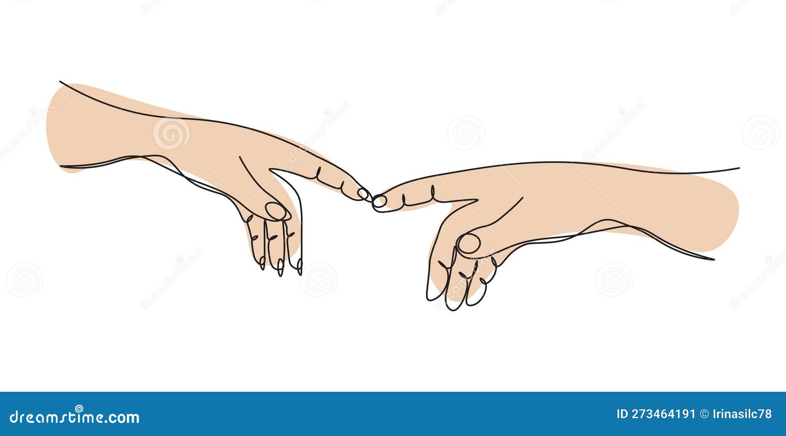 Continuous One Line Drawing Two Hands Touch Each Other. Reconciliation