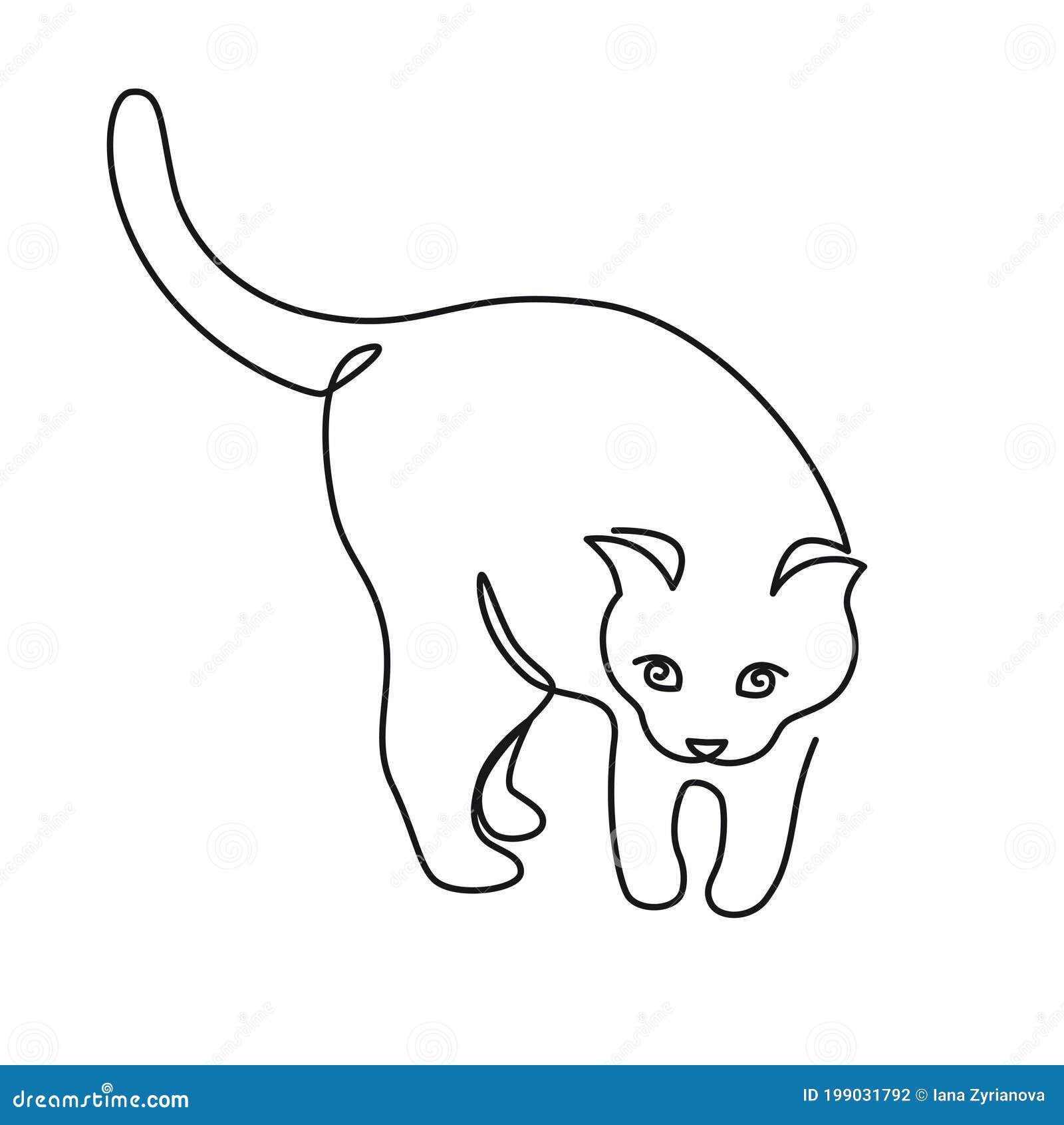 Continuous one line drawing of two cats in minimalism style. Cute