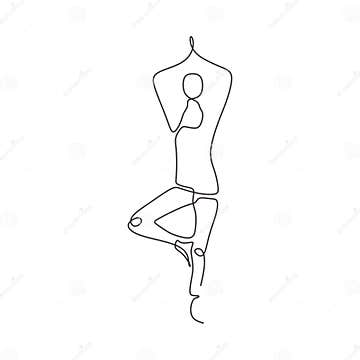 Continuous One Line Drawing of Yoga Girl. Person Doing Exercise for ...