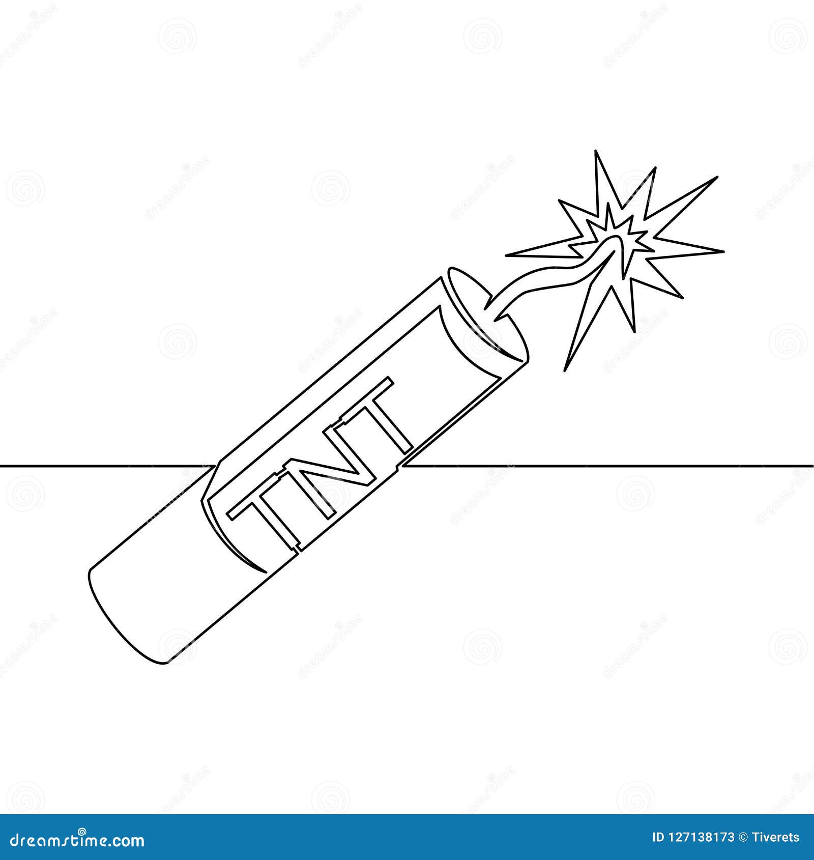 Continuous One Line Drawn Dynamite Line Icon Tnt Stock Vector