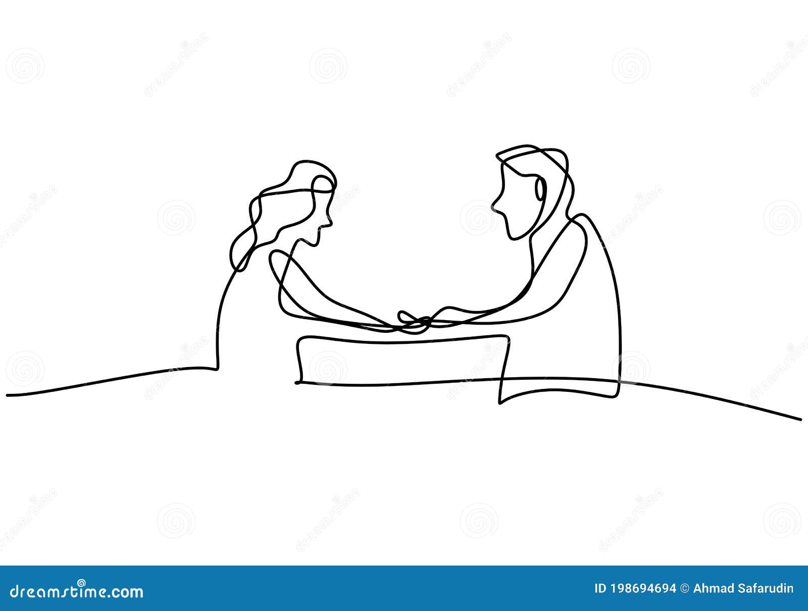 Single continuous line drawing romantic of male and female couple