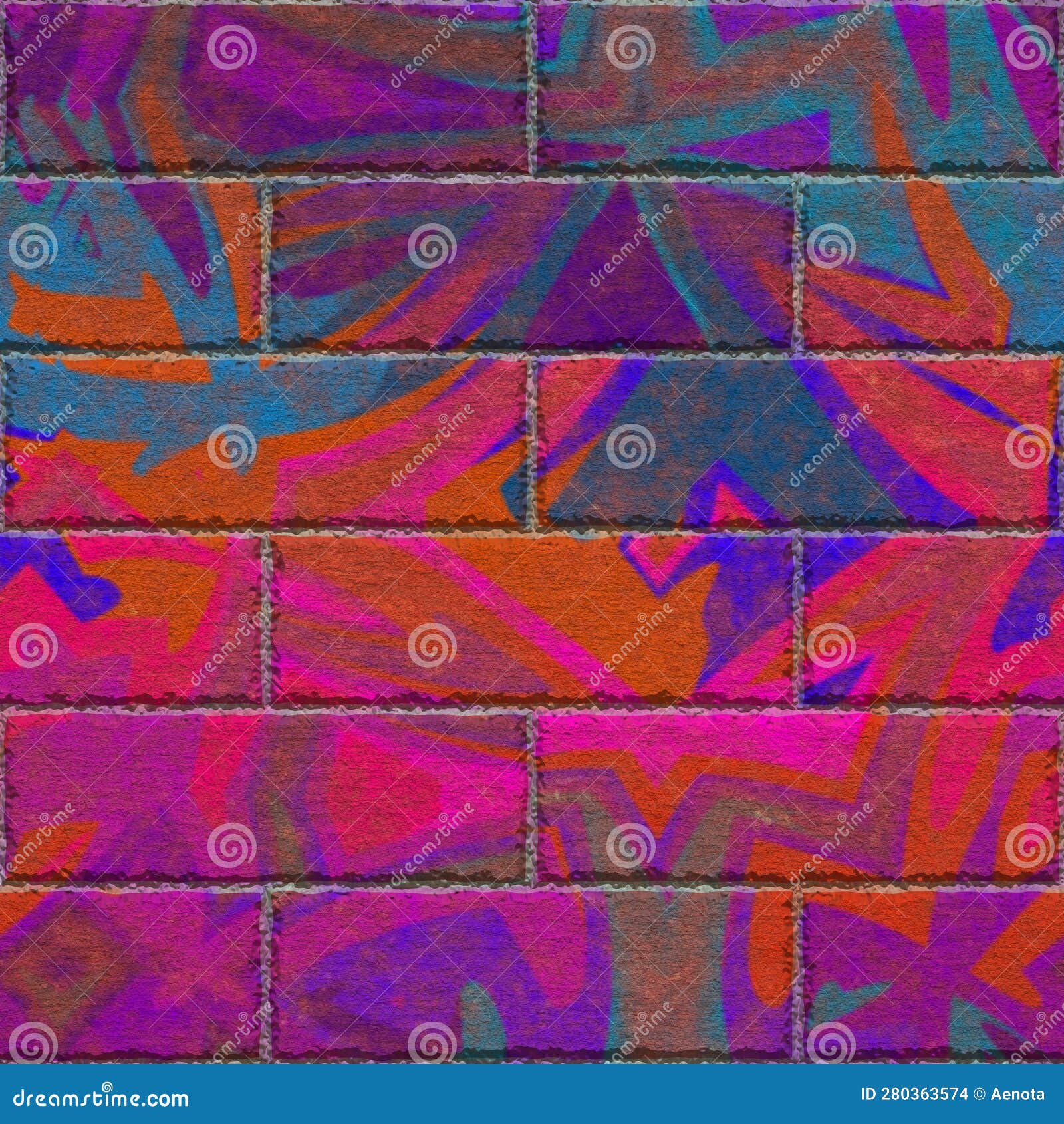 Continuous Pattern of Graffiti Brick Wall Stock Illustration
