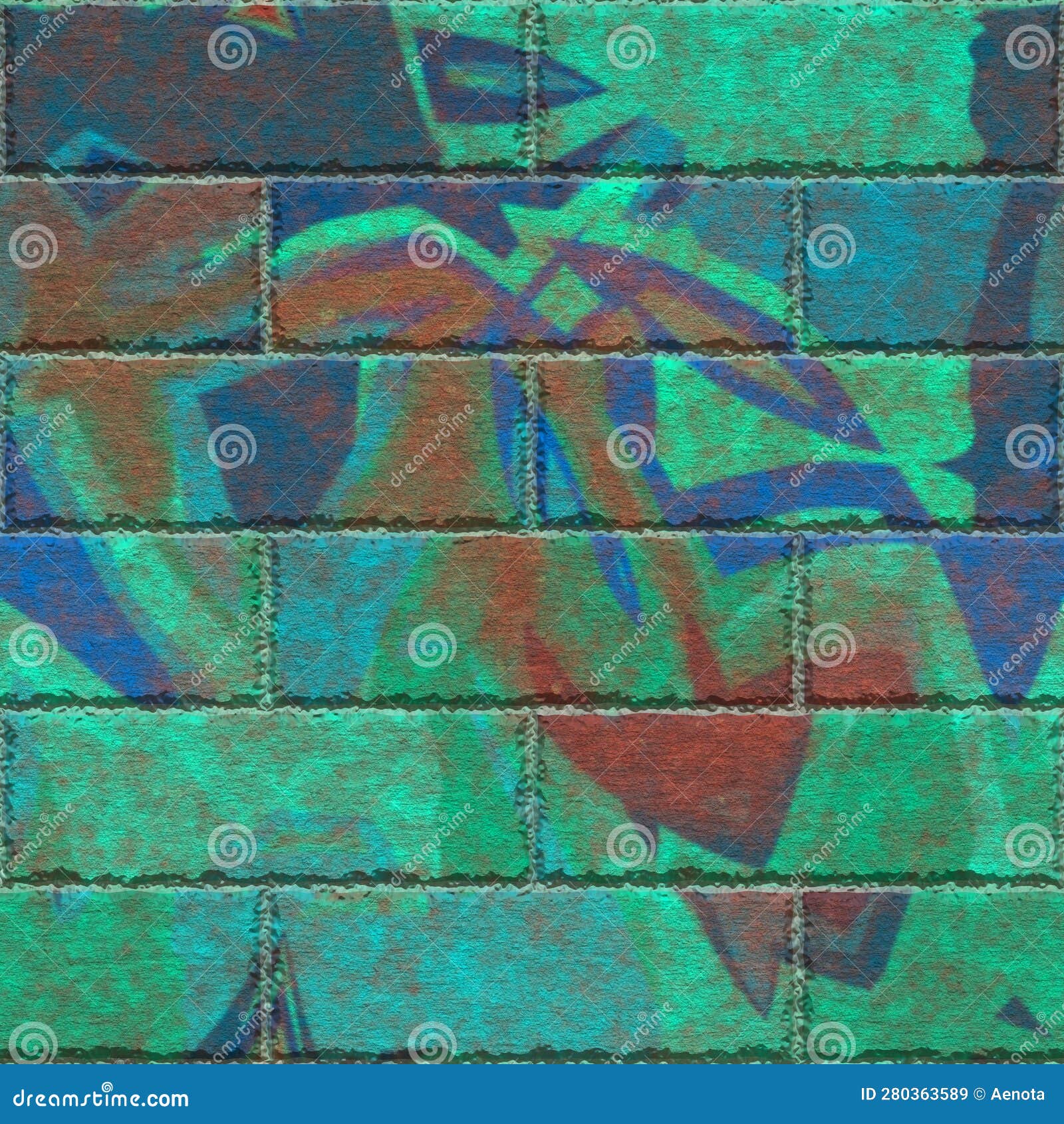 Continuous Pattern of Graffiti Brick Wall Stock Illustration