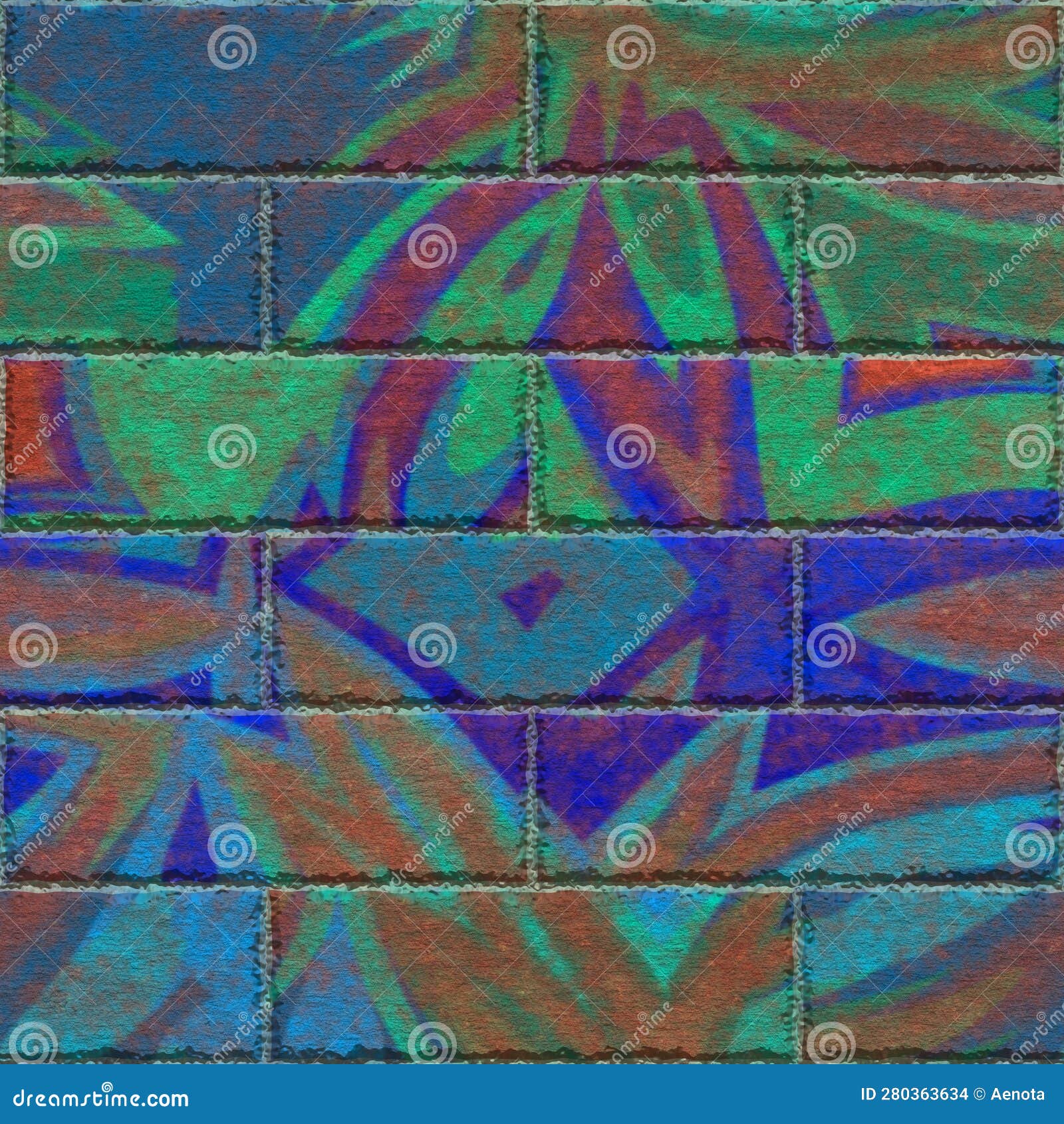 Continuous Pattern of Graffiti Brick Wall Stock Illustration