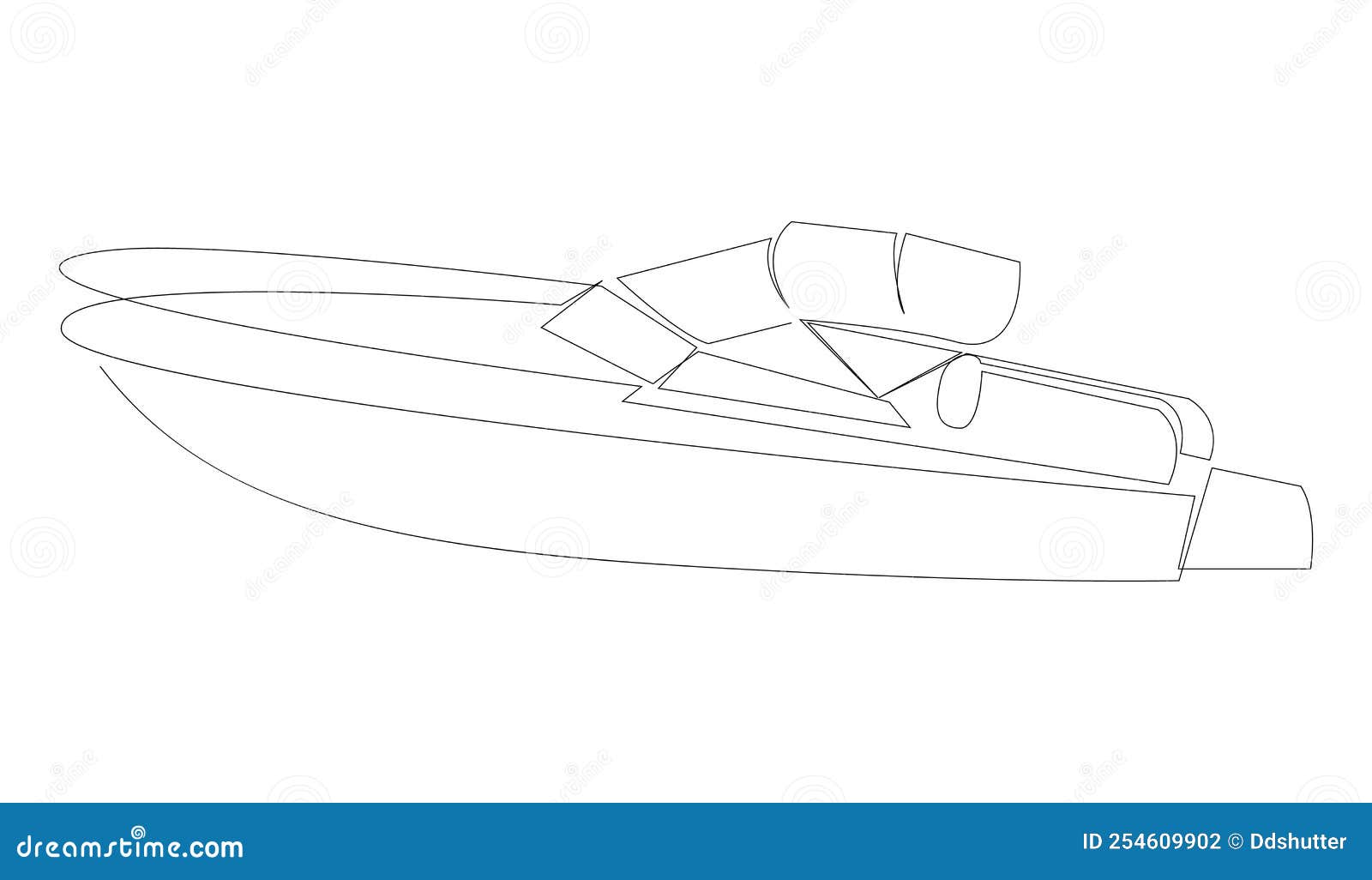 Continuous Single Line Drawing Art Of Luxury Yacht. Speed Boat