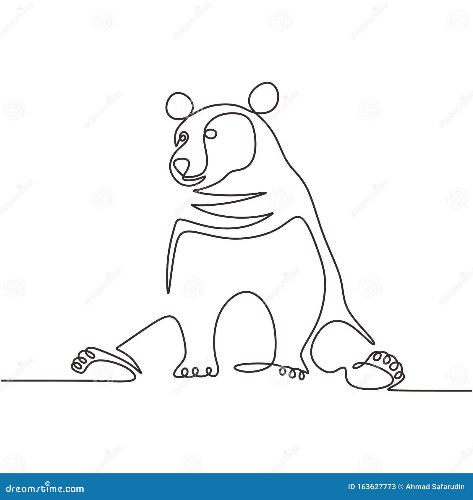 continuous single line drawing of bear wild animals  . one hand drawn winter animal mascot minimalism of polar