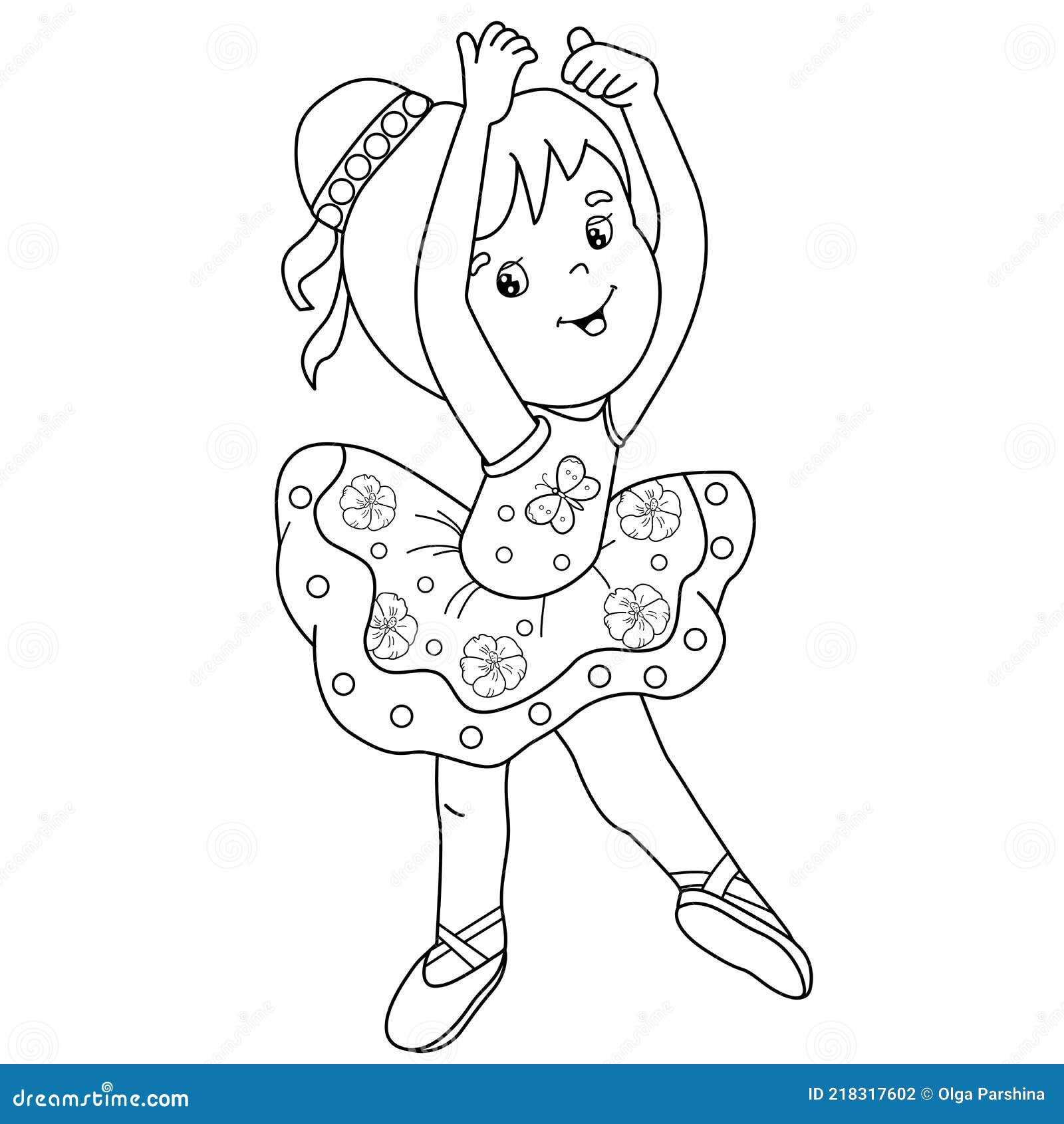 Livro de colorir para crianças dos desenhos animados bailarina