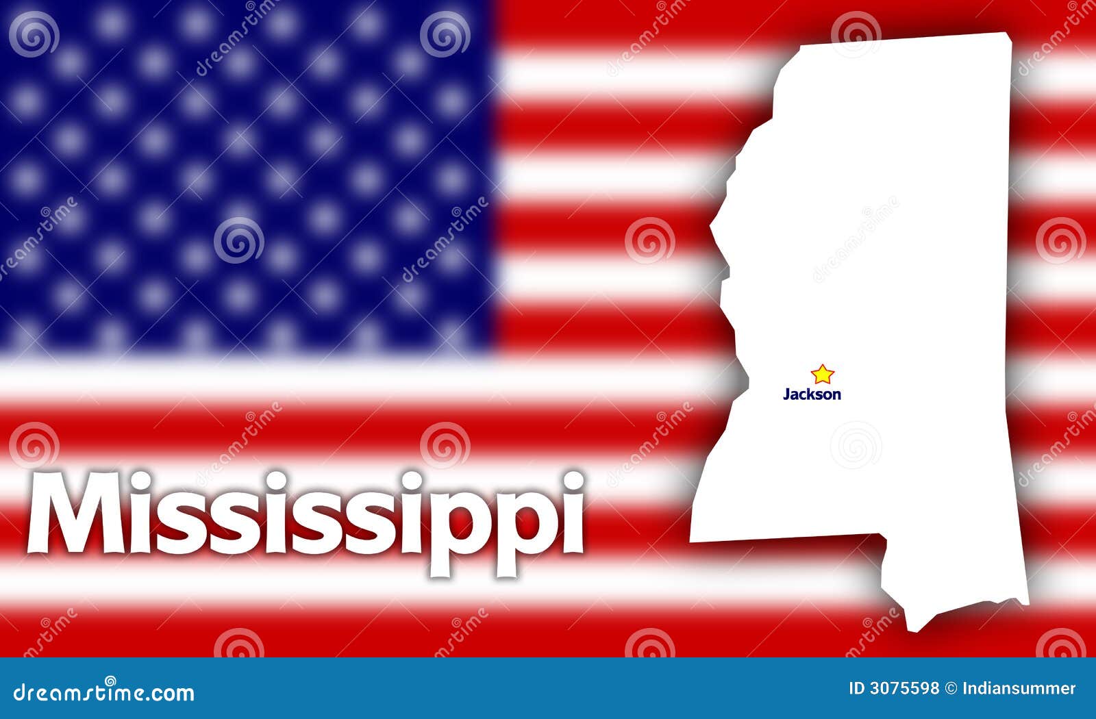 Contorno del estado de Mississippi con el capital contra indicador enmascarado de los E.E.U.U.