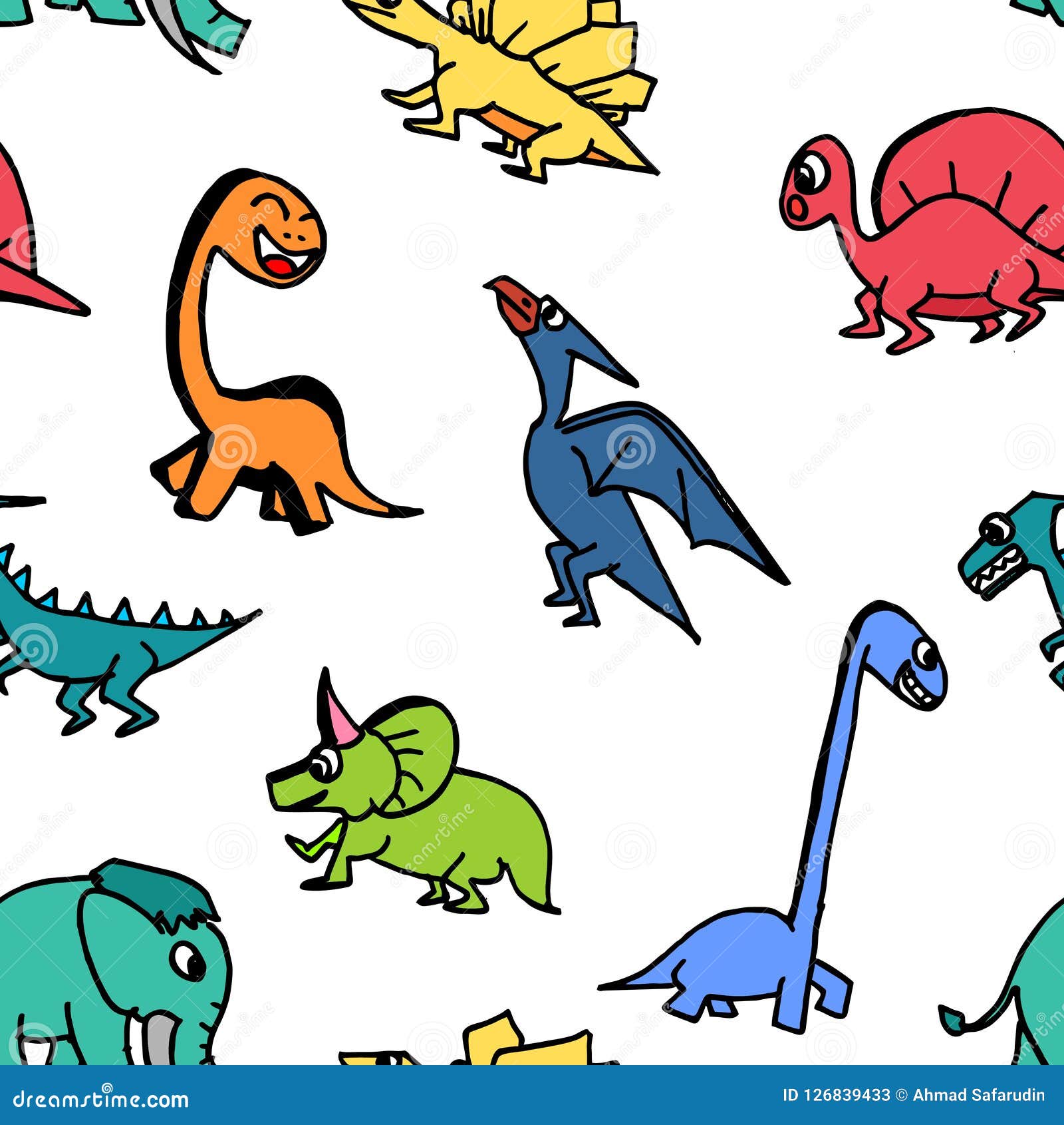 Contorno Inconsútil Lindo Del Dibujo Del Dinosaurio Para Los Niños Y Los  Niños Ilustración del Vector - Ilustración de historieta, infantil:  126839433