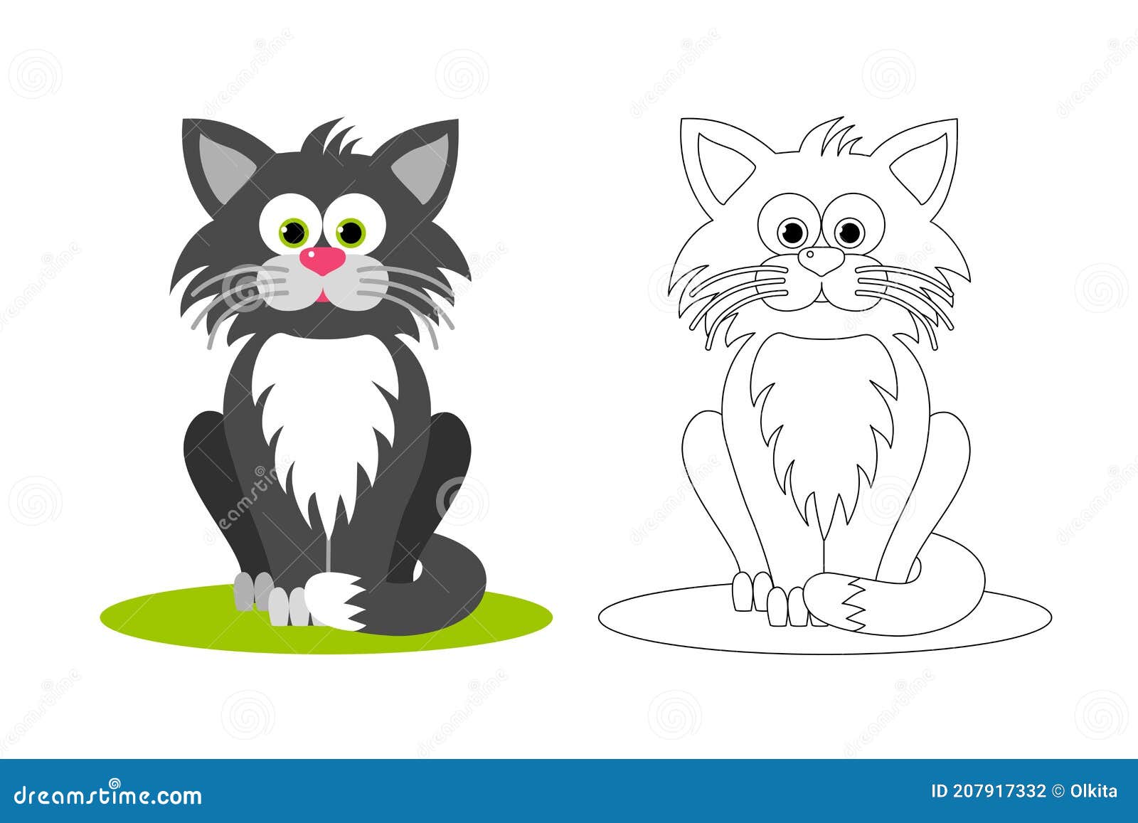Uma coleção de gatos bonitos dos desenhos animados. ilustração em vetor  preto e branco para um livro de colorir. desenho de contorno.