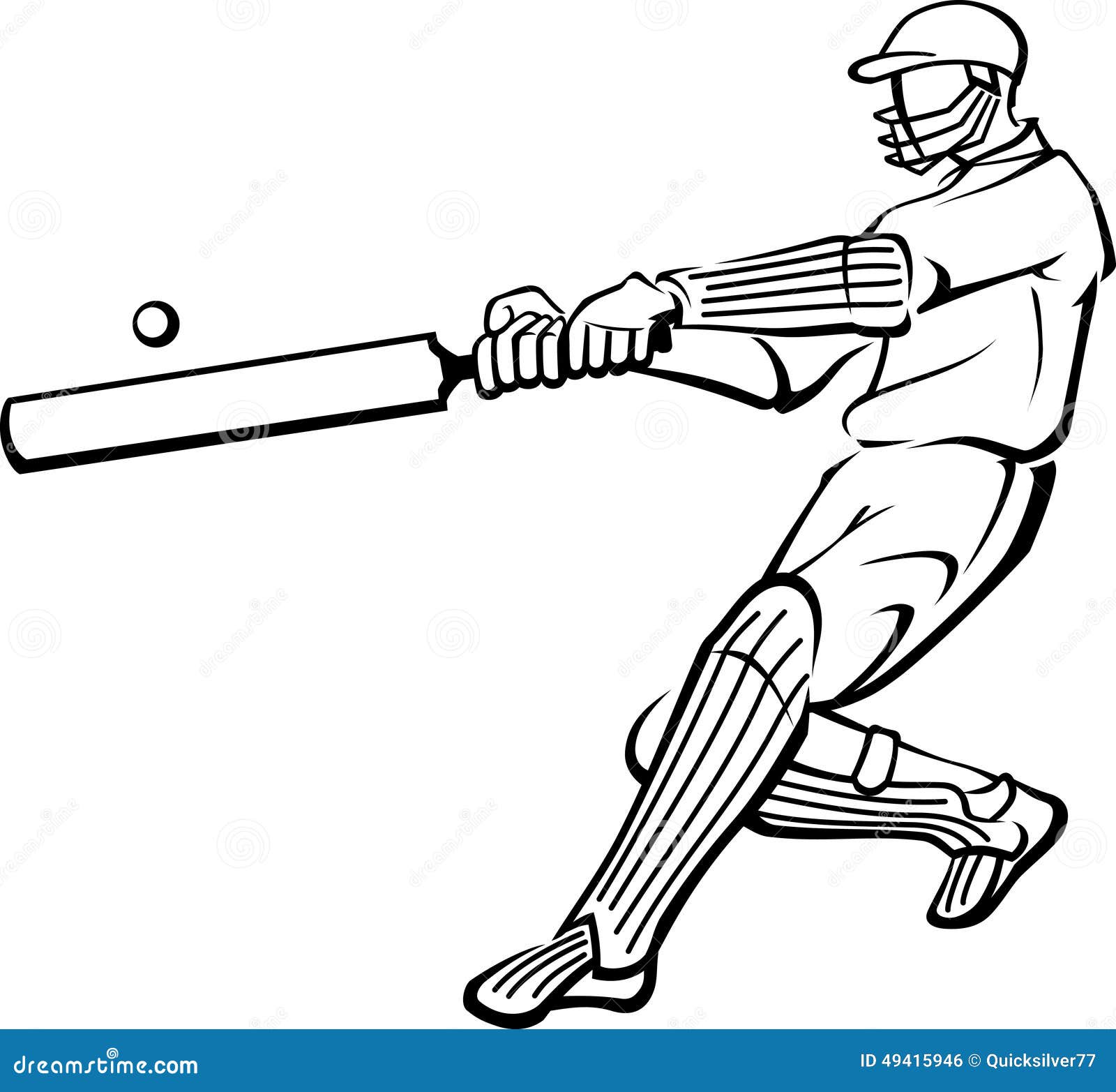 Contour Doscillation De Batte De Joueur De Cricket Illustration Stock