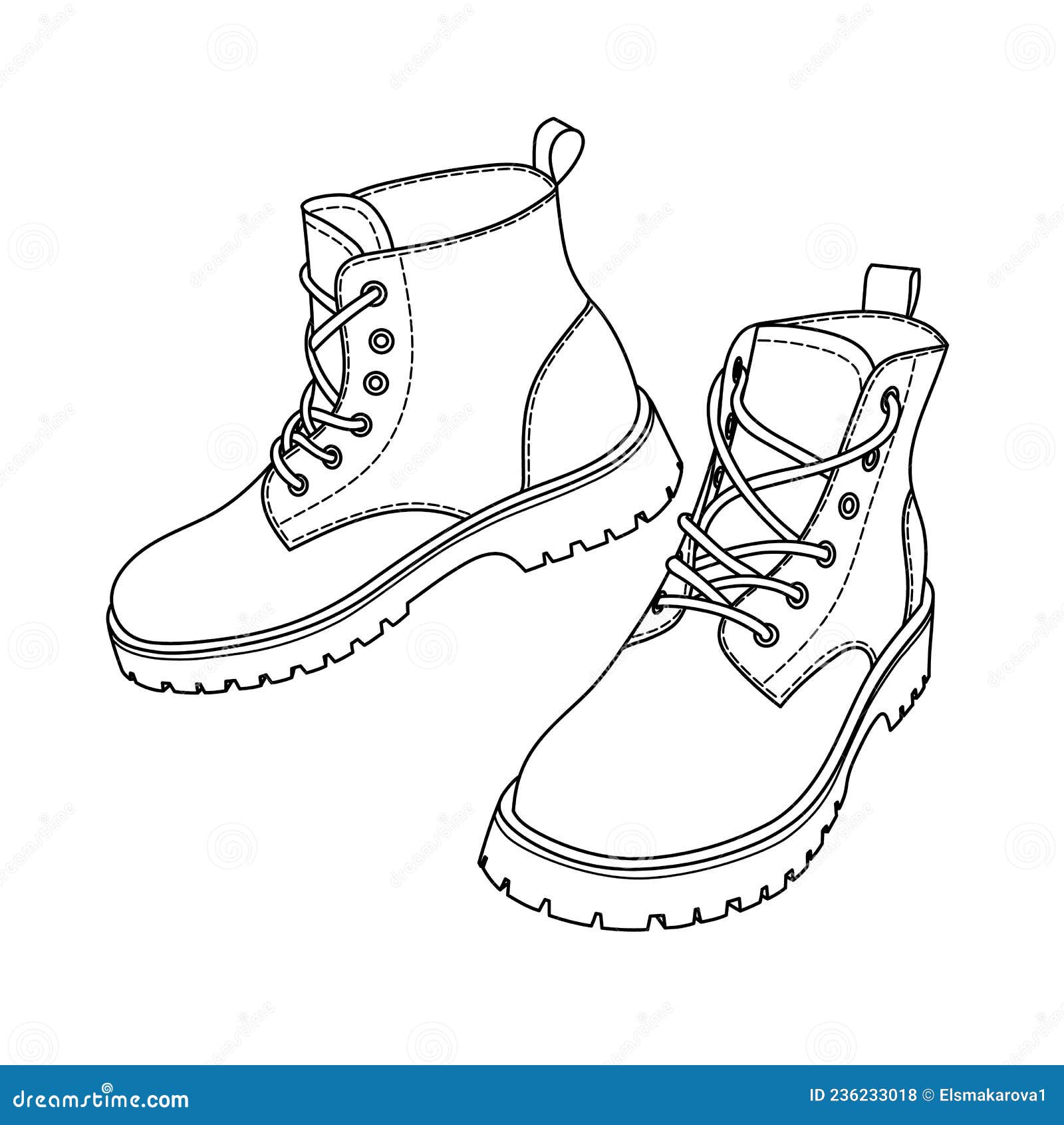 Contour Drawing of a High Female Shoe Stock Vector Illustration of