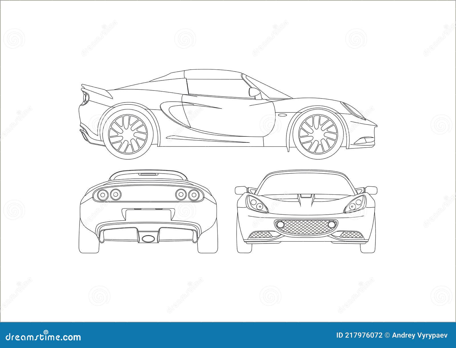 Contour Drawing of a Sports Car Stock Vector - Illustration of elise ...