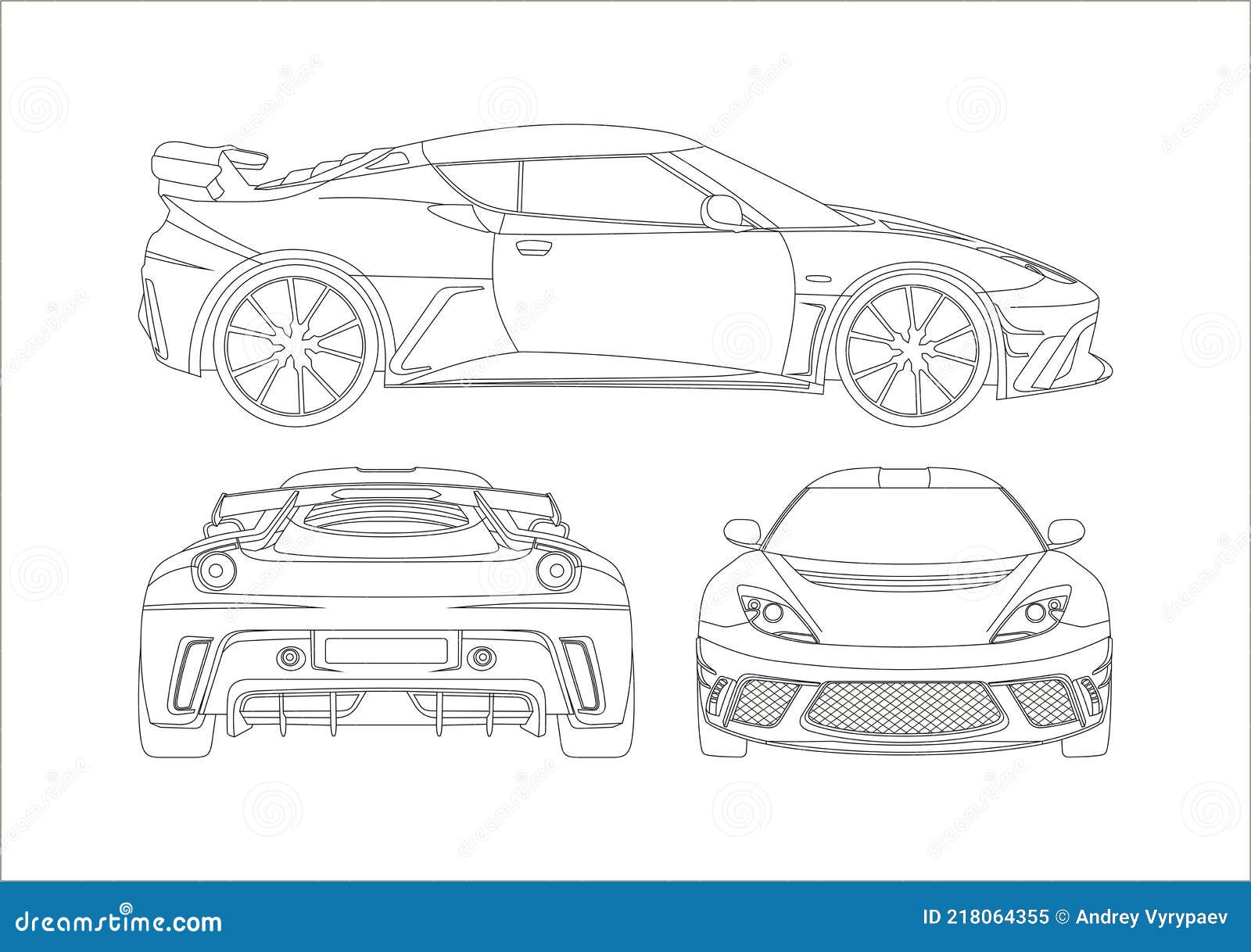 Contour Drawing of a Sports Car Stock Vector - Illustration of front ...