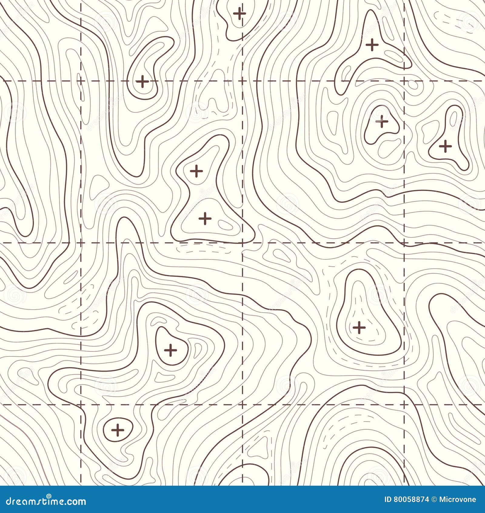 Seamless Vector Topographic Map Pattern. Contour topographic