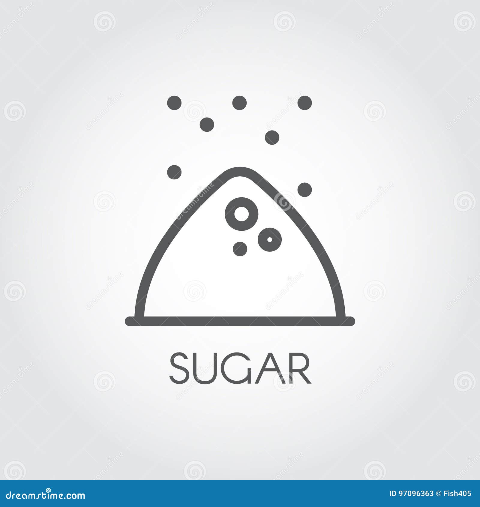 contour icon of sugar bunch.  drawing in line style for culinary theme.  