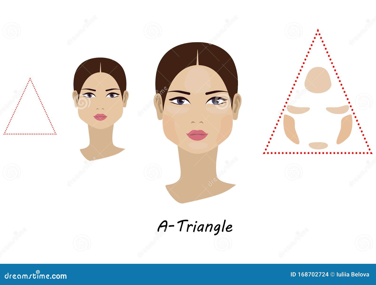 Contour and Makeup Highlights. Contour Shape of the Triangle Face Make-up.  Fashion Illustration Stock Illustration - Illustration of heart, graphic:  168702724