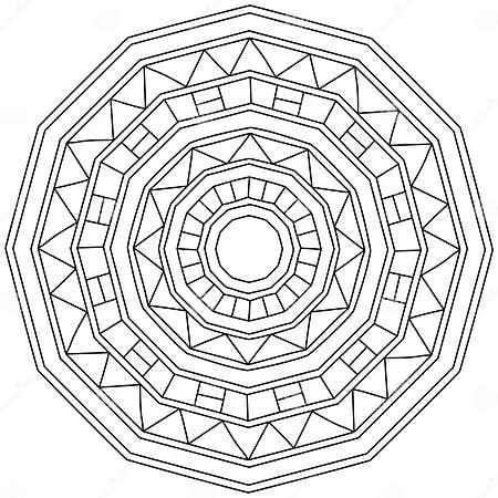Contour Mandala with Polygons and Triangles, Coloring Page in the Form ...