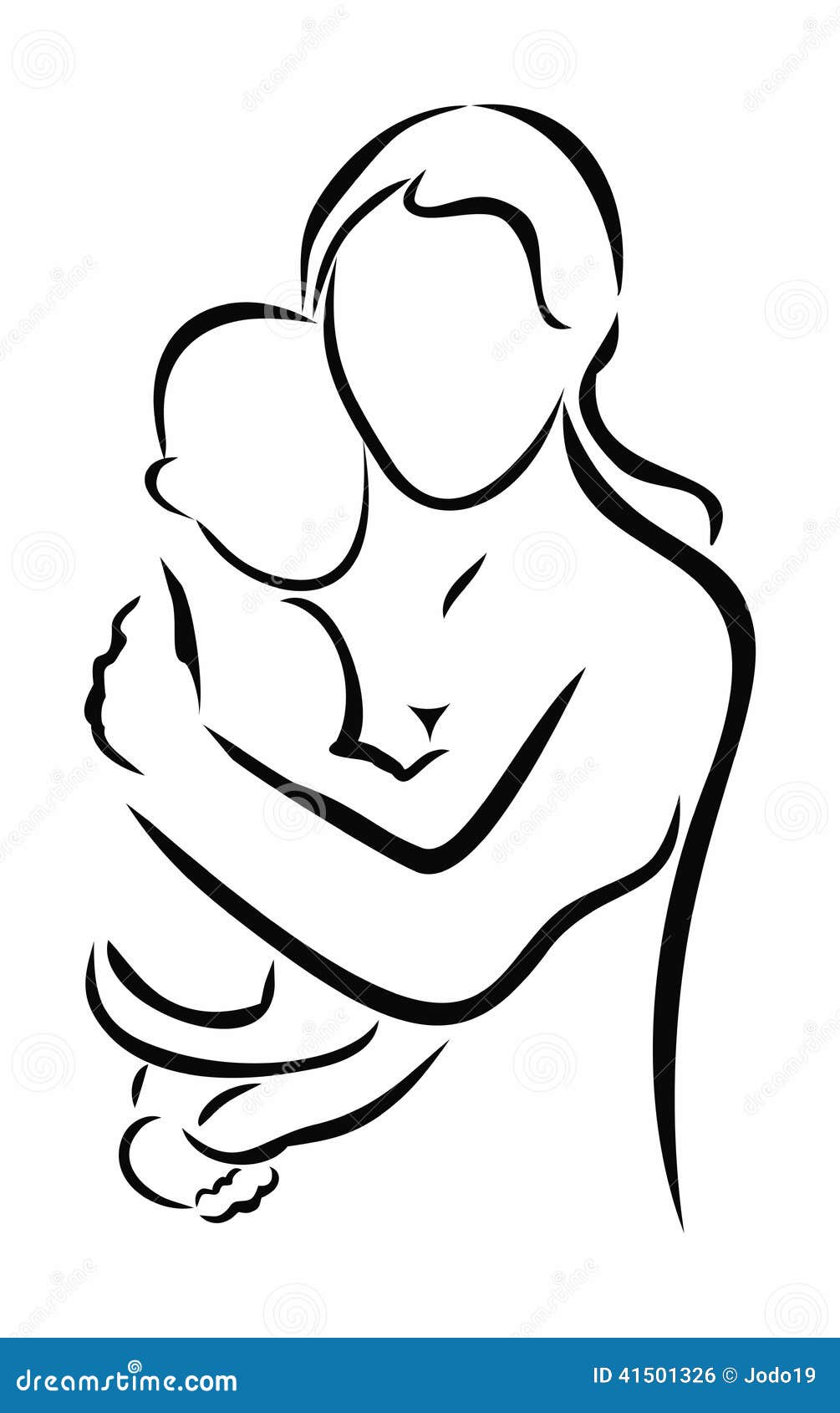 Contour of the Mother and Child Stock Vector - Illustration of ...