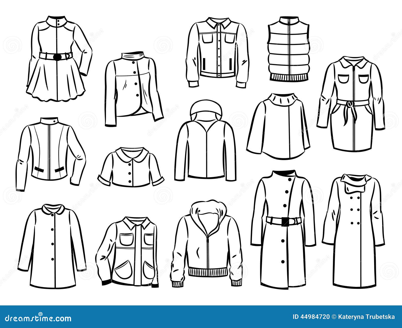 Contours of Autumn Jackets and Raincoats Stock Vector - Illustration of ...