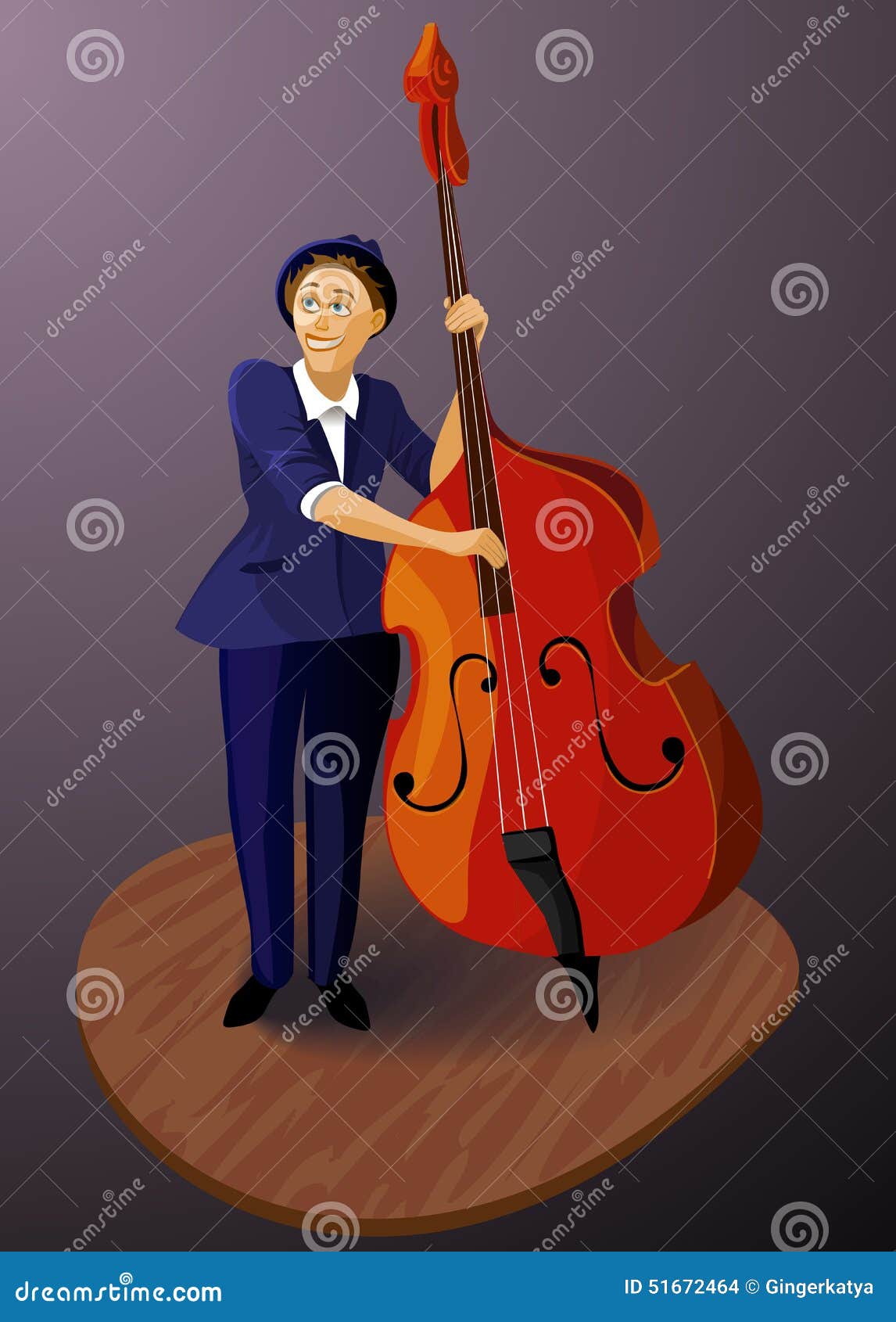 Cartoon Bass Player