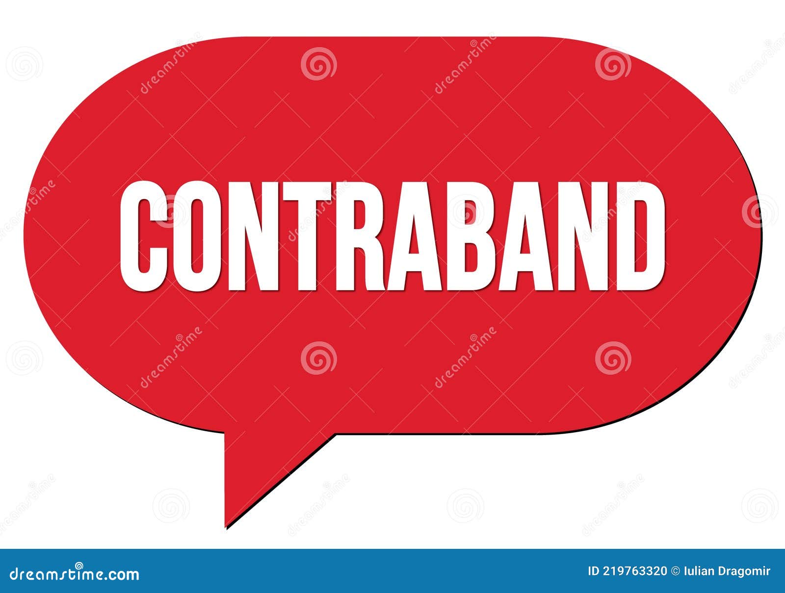 contraband text written in a red speech bubble