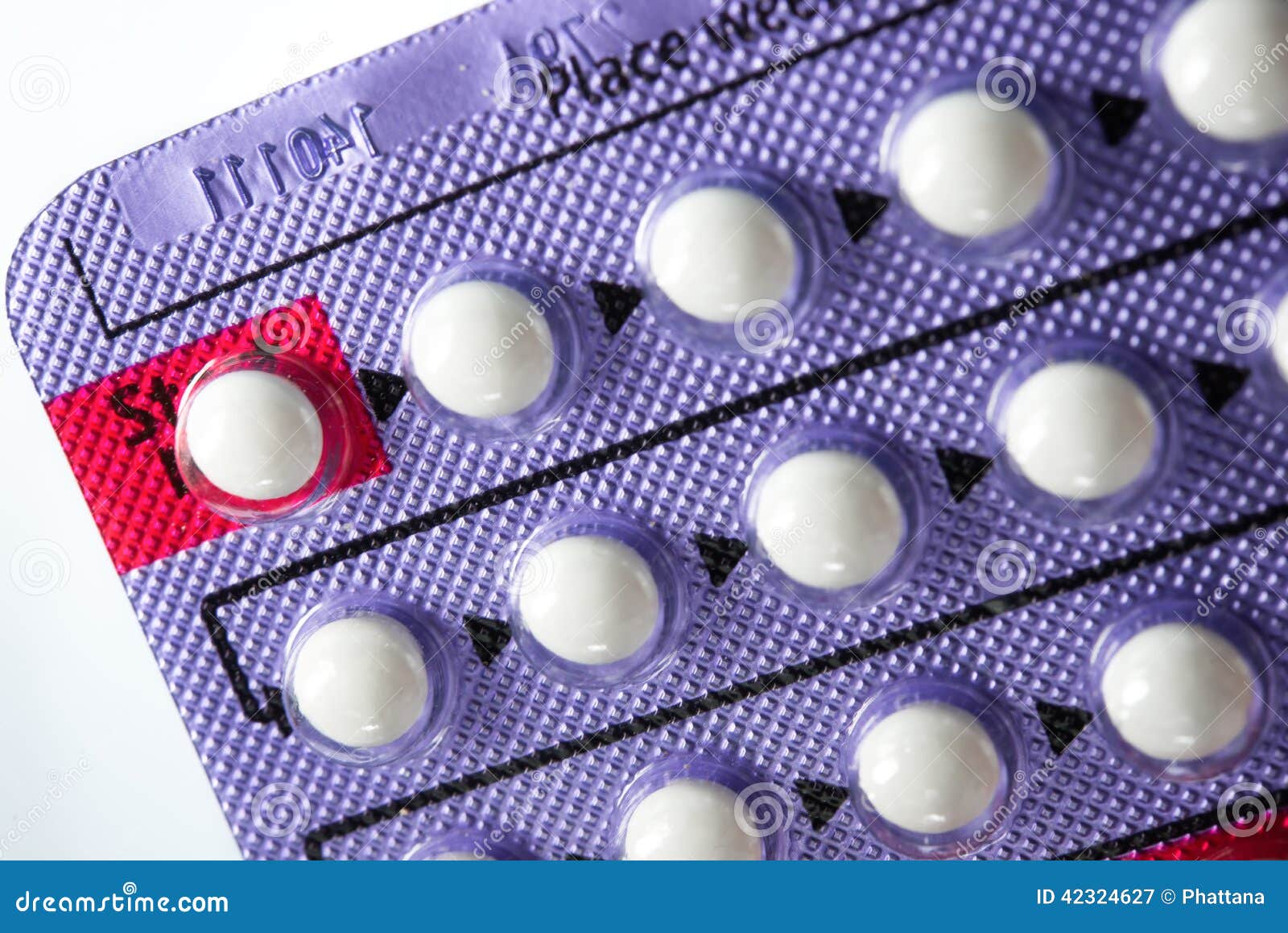 Contraceptive Pill Background In Concept Of No Weight Gain Effect Stock