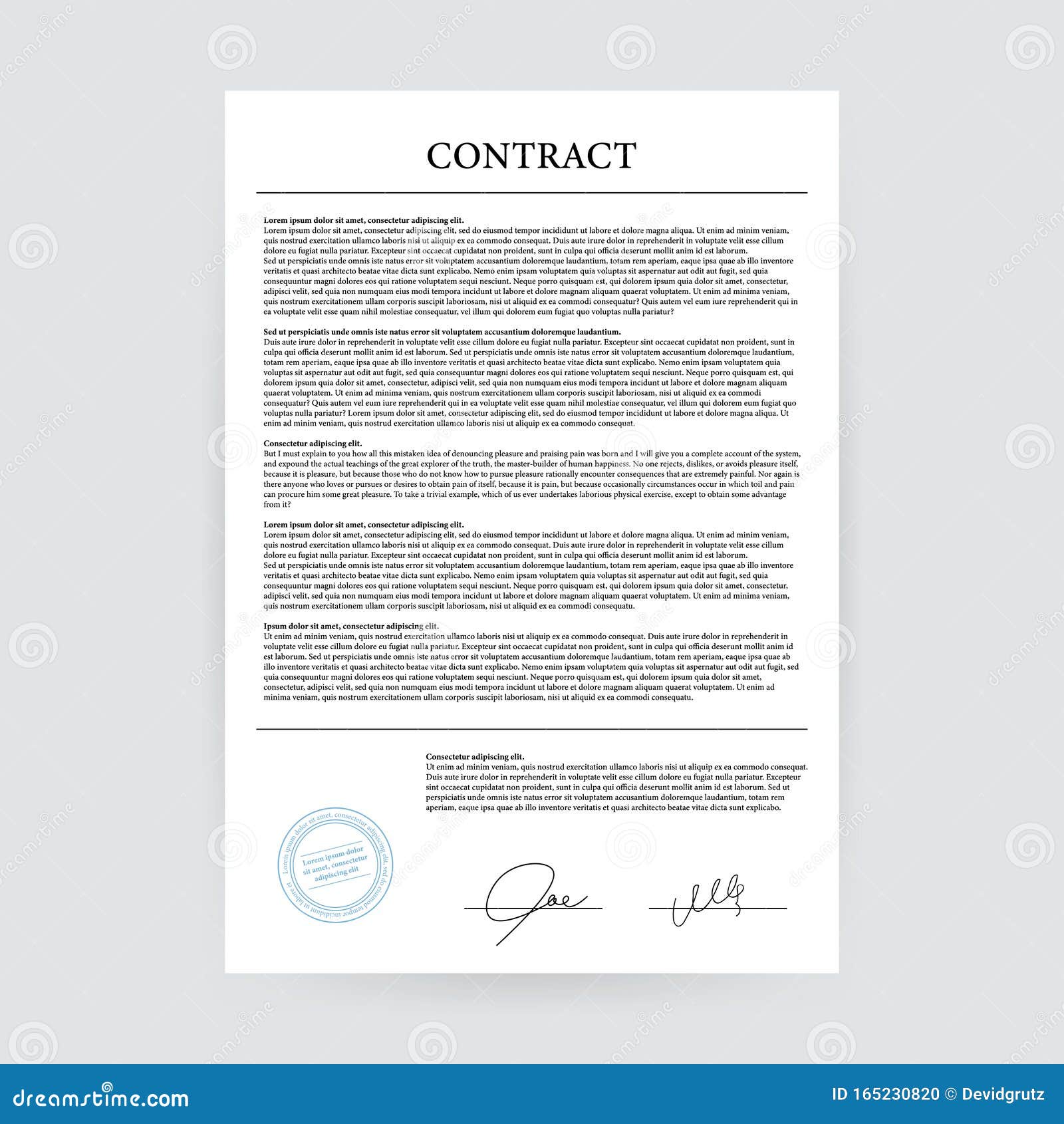 Contract Agreement Paper Blank with Seal. Vector Illustration Regarding free newspaper advertising contract template