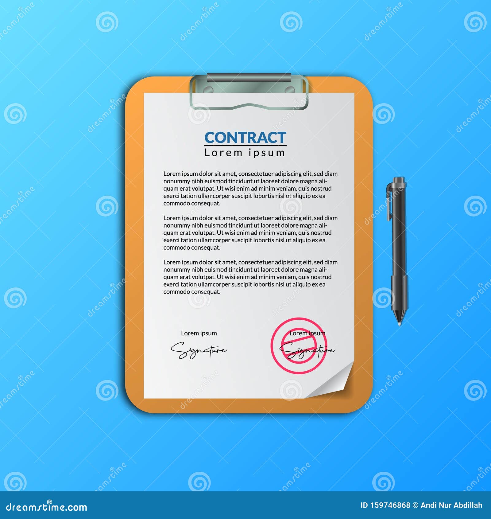 Contract Document Paper with Signature and Stamp on the Clipboard Intended For free newspaper advertising contract template