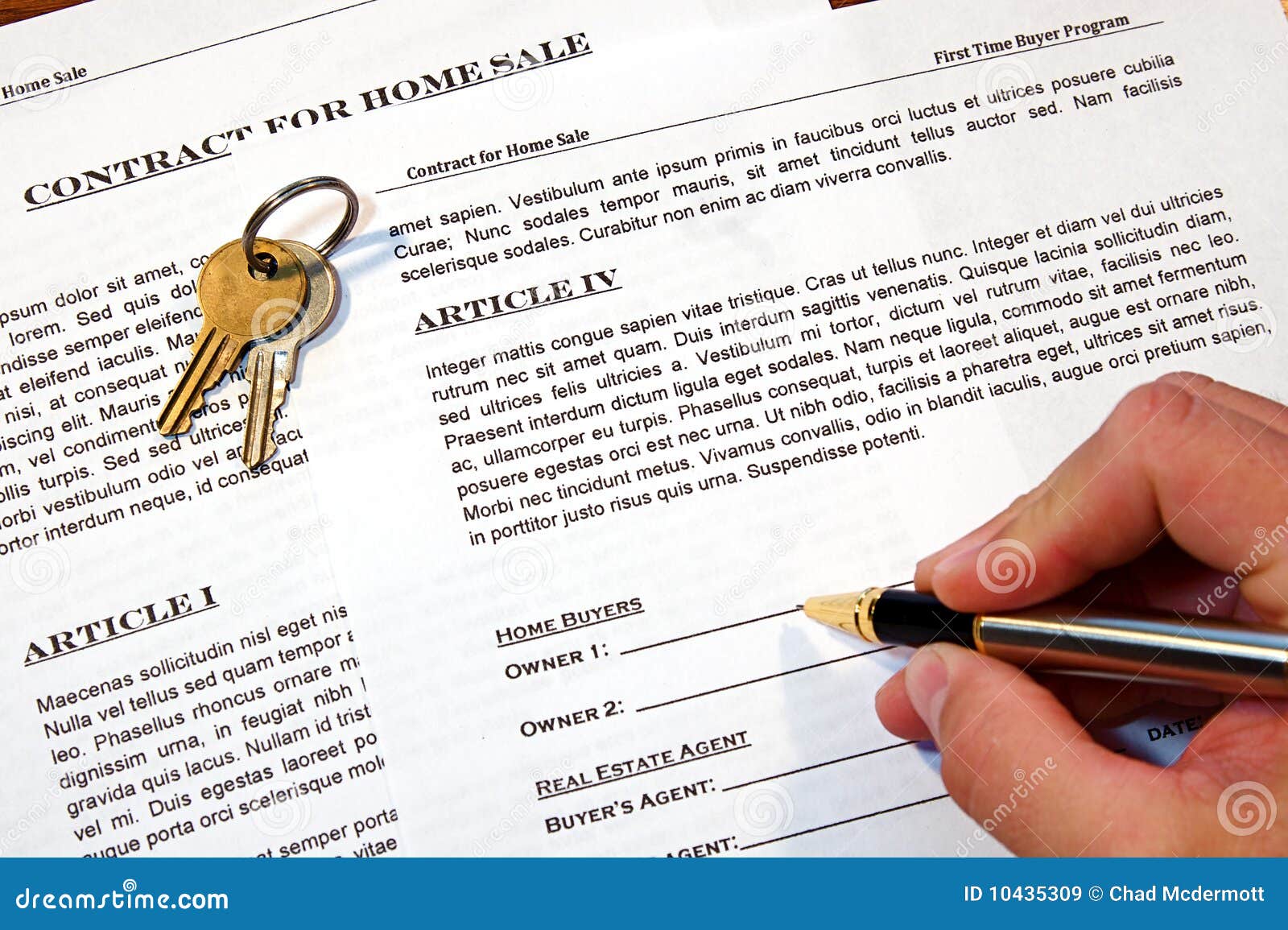 Contract of Home Sale stock image. Image of real, keys 10435309