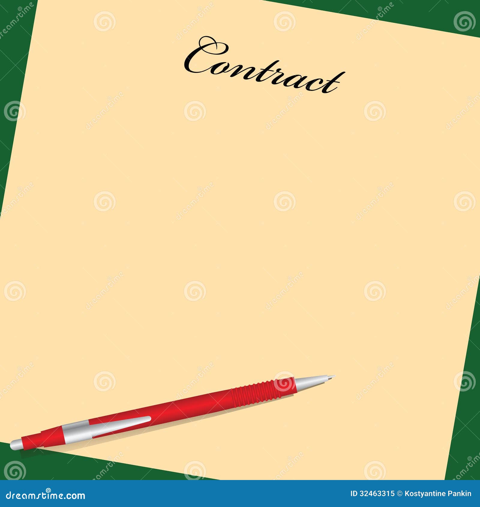 Contract and red pen stock vector. Illustration of system 32463315