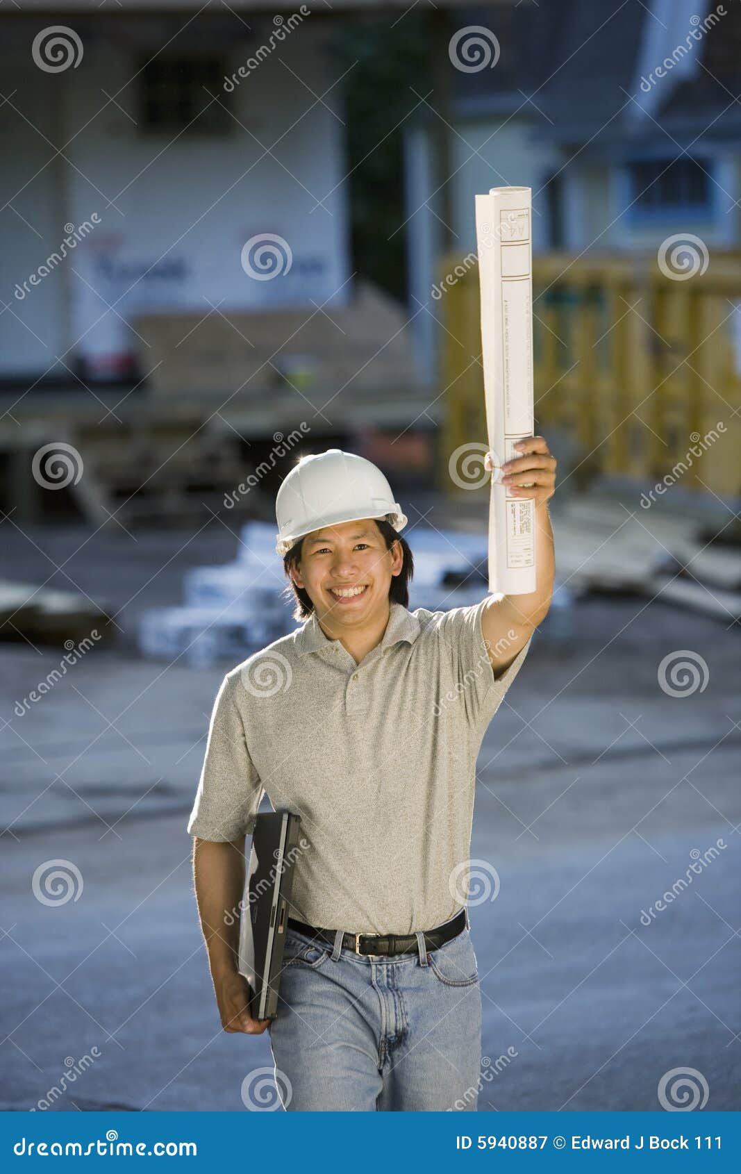 Contractor/architect on the Job Stock Image Image of laptop, manager