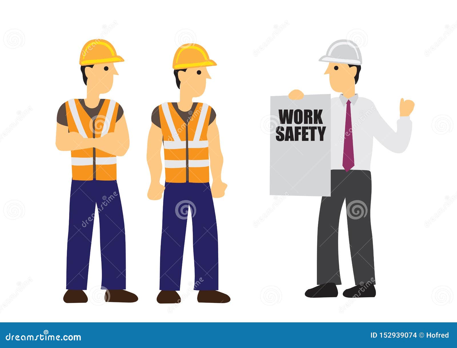 Contractor Briefs Work Safety To His Construction Workers. Concept of