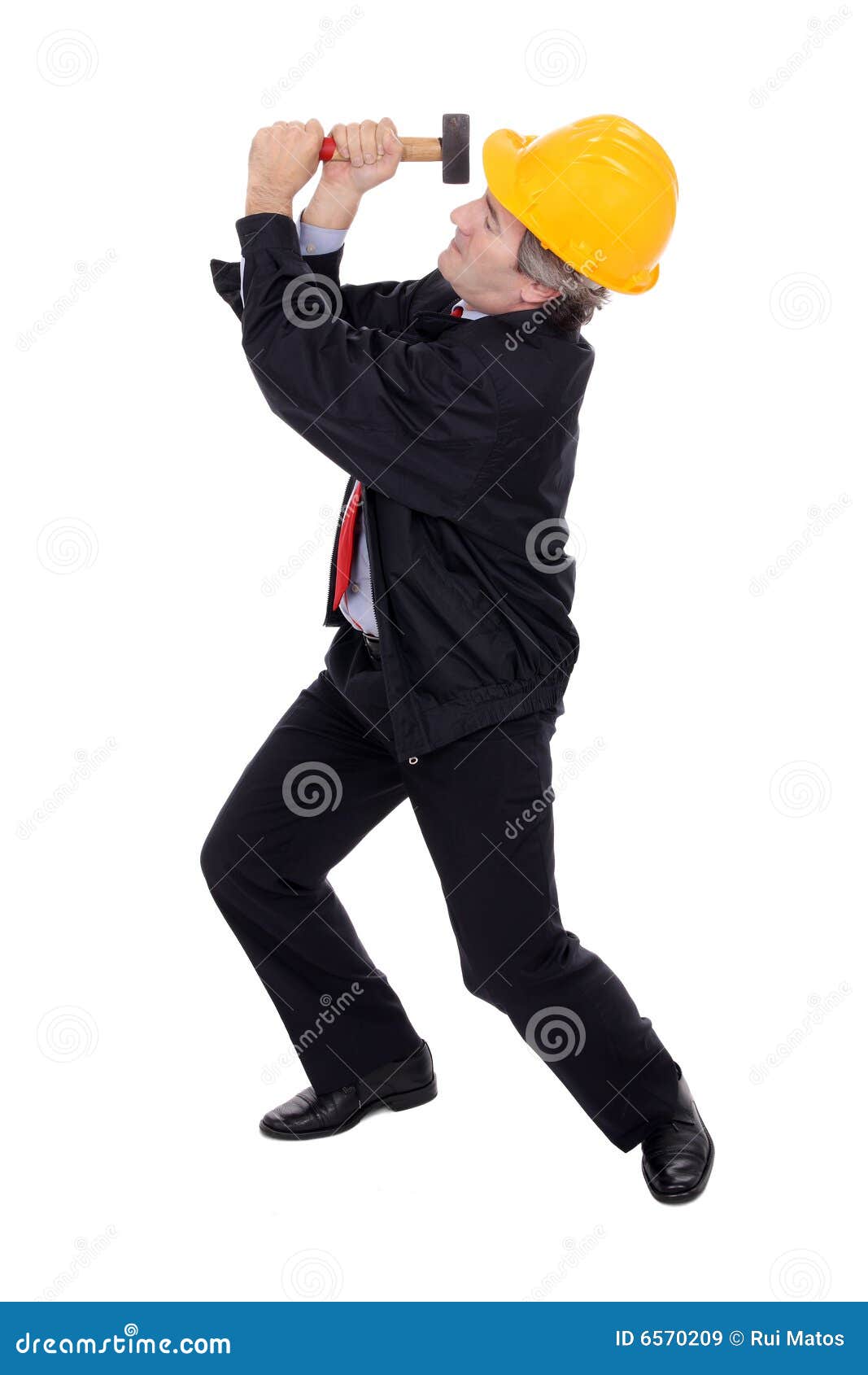 Contractor with a hammer stock image. Image of business 6570209