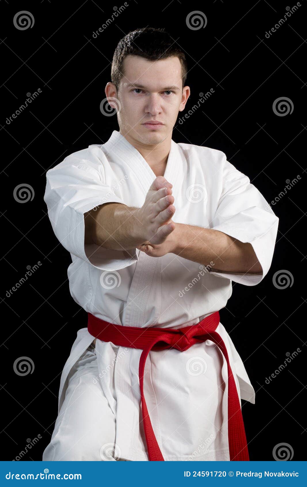 Contrast Karate Young Fighter On Black Stock Photo - Image of karate ...