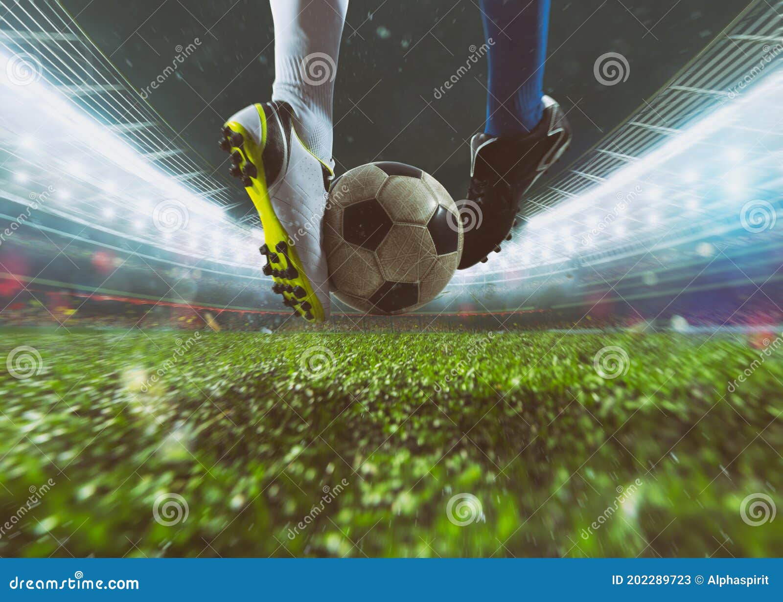 Contraste Entre Dois Jogadores De Futebol Tentando Chutar a Bola Imagem de  Stock - Imagem de grama, arena: 202289723